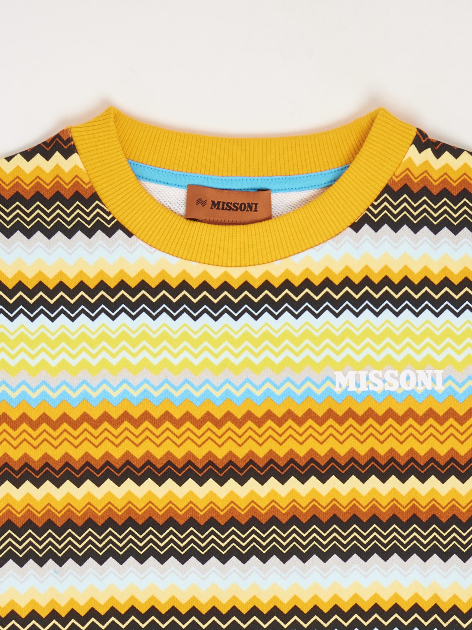 Missoni Kids' Boys Yellow Cotton Zigzag Sweatshirt In Multicolor