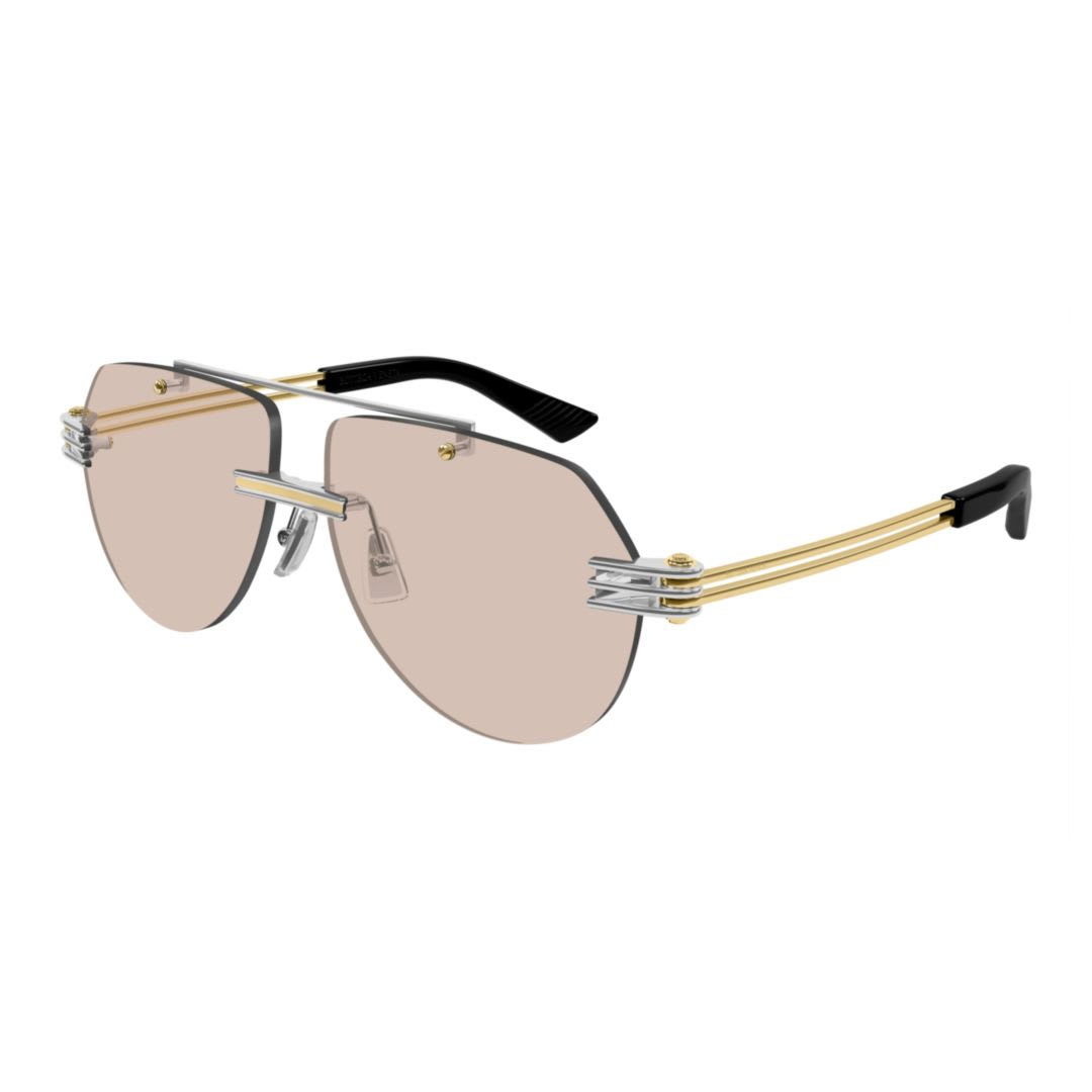 Bottega Veneta Bv1342s-002 Silver-gold-brown In Gold