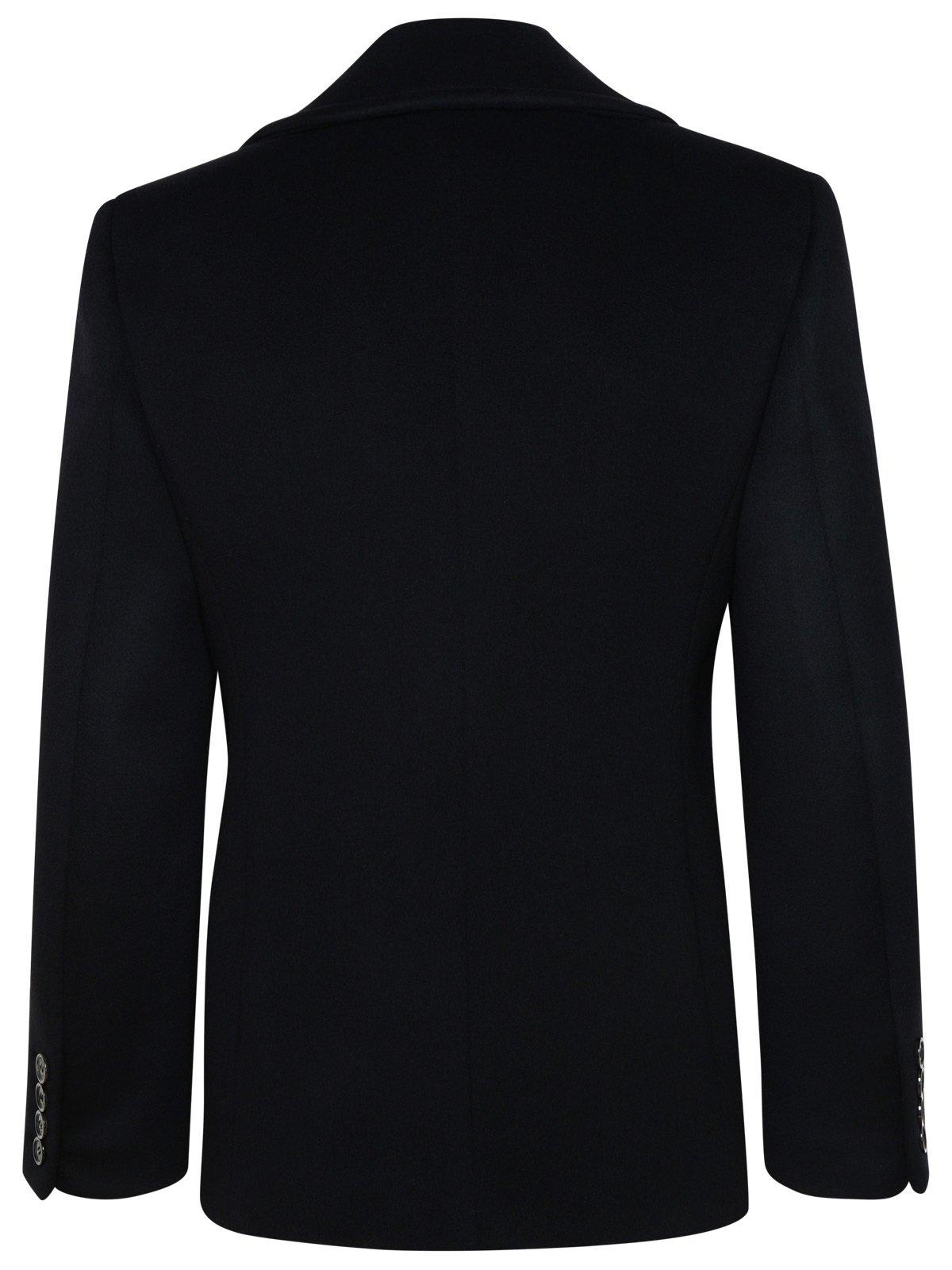 Shop Saint Laurent Double-breasted Long-sleeved Jacket In Black