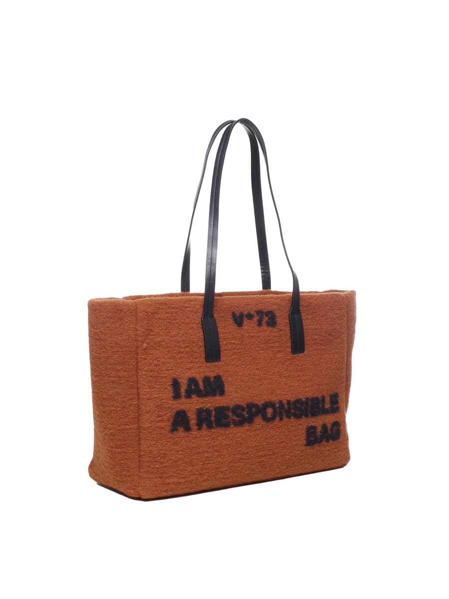 Shop V73 Recycled Felt Shopping Bag I Am A Responsibly Bag In Orange