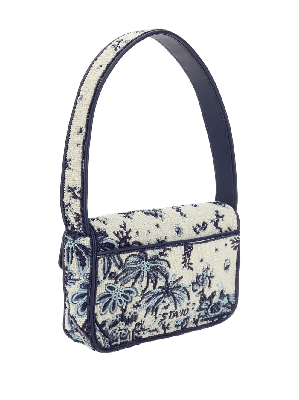 Staud Tommy Beaded Embroidered Faux Leather Shoulder Bag