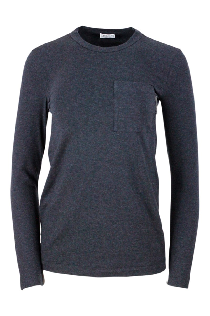 Brunello Cucinelli Long-sleeved Round-neck Stretch Cotton Jersey T-shirt