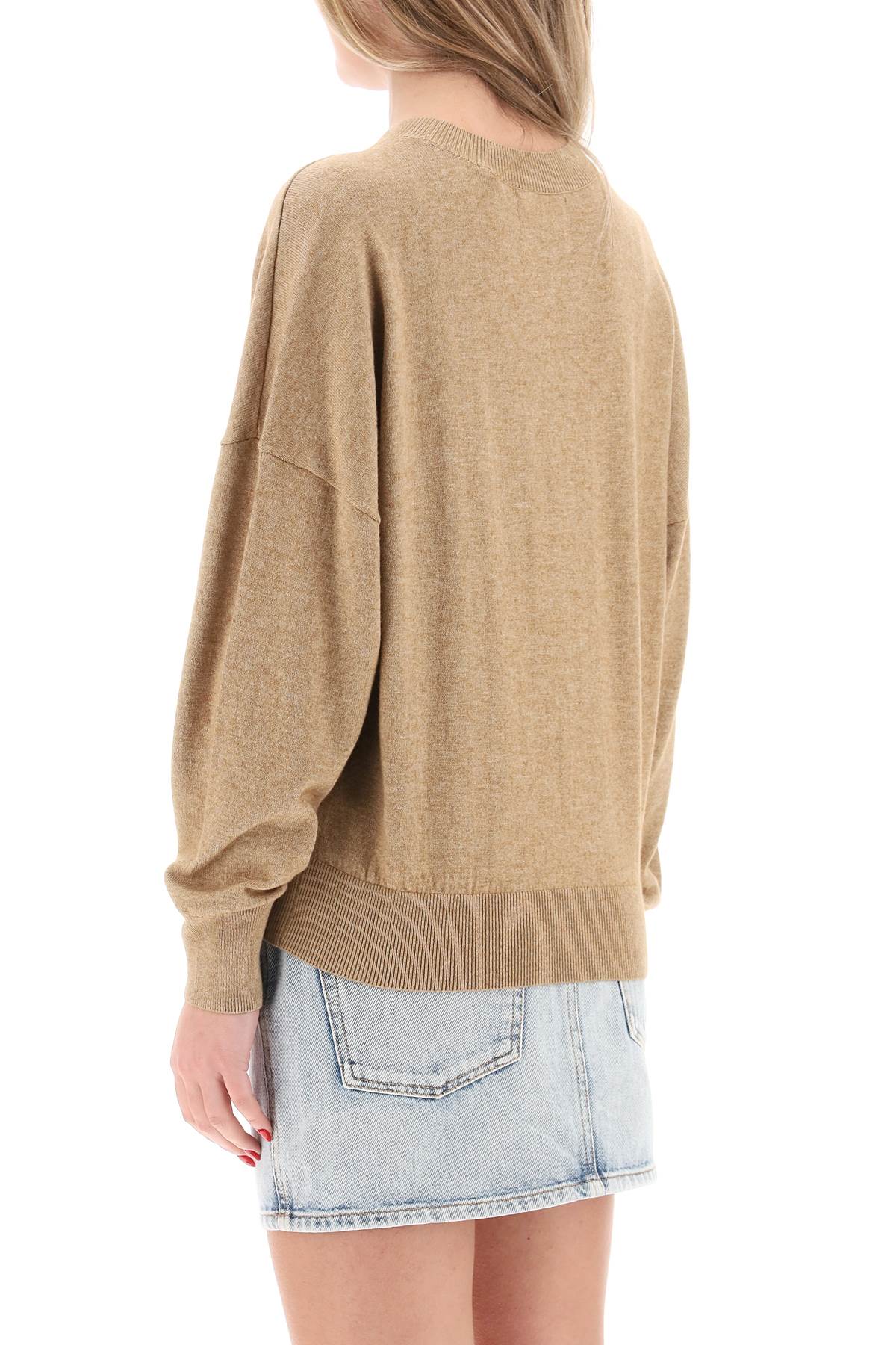 Shop Marant Etoile Marisans Sweater With Logo Intarsia In Camel (beige)