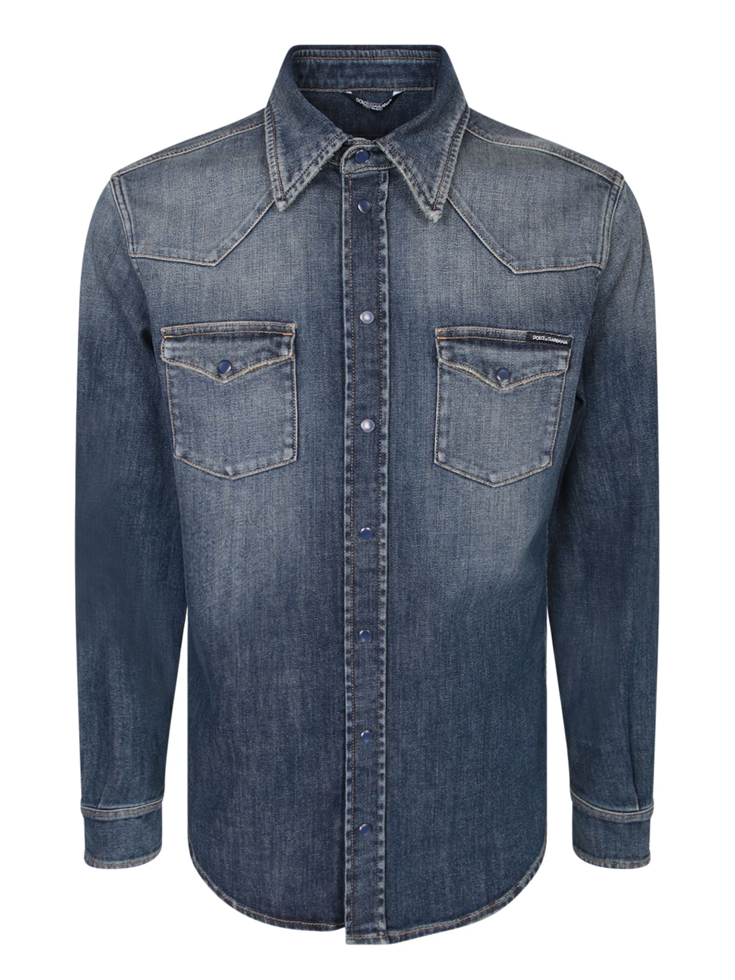 Shop Dolce & Gabbana Essential Blue Denim Shirt