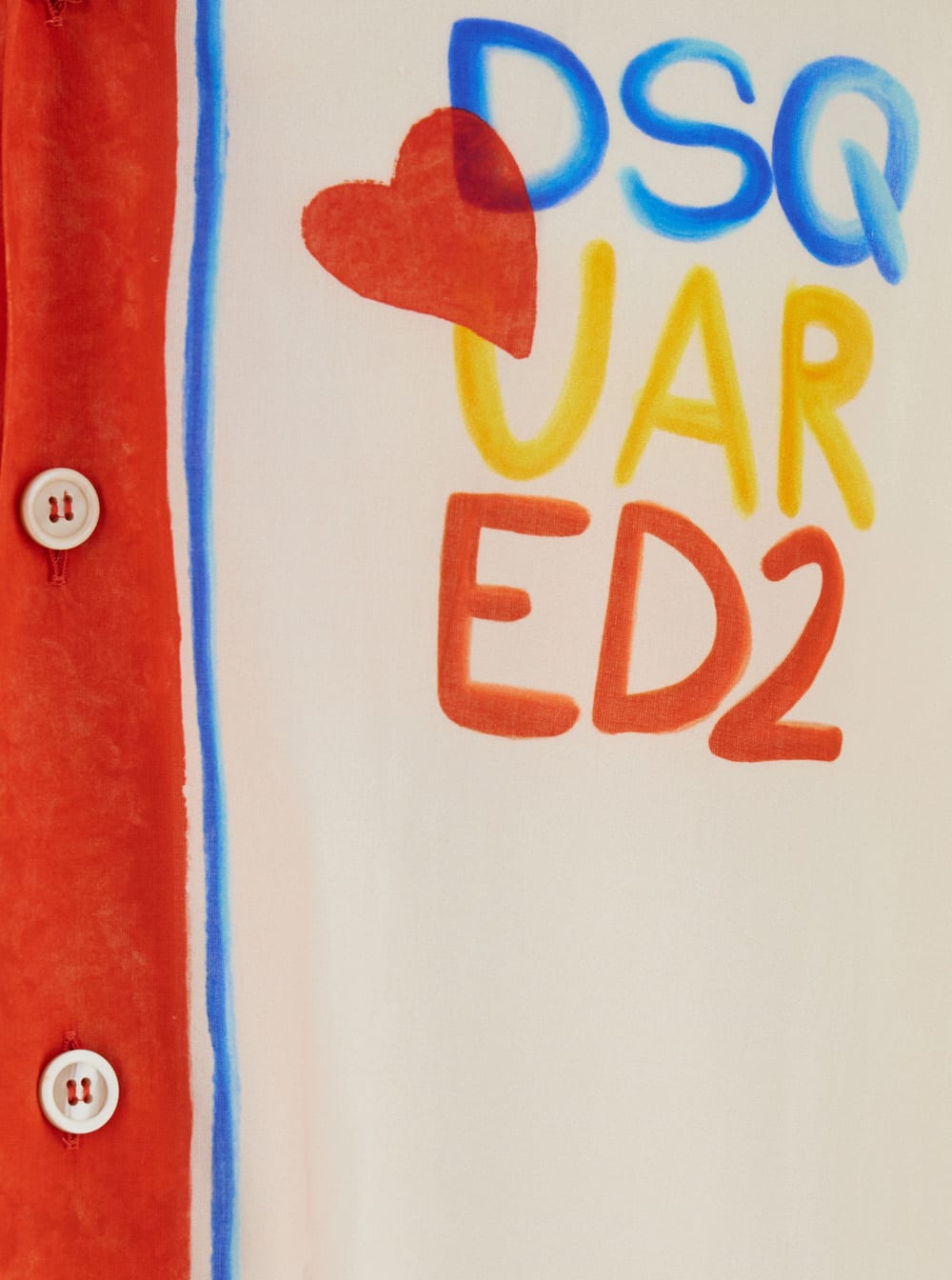 DSQUARED2 BEIGE SHIRT WITH CUBAN COLLAR AND PRINTED LOGO ON THE FRONT IN COTTON MAN