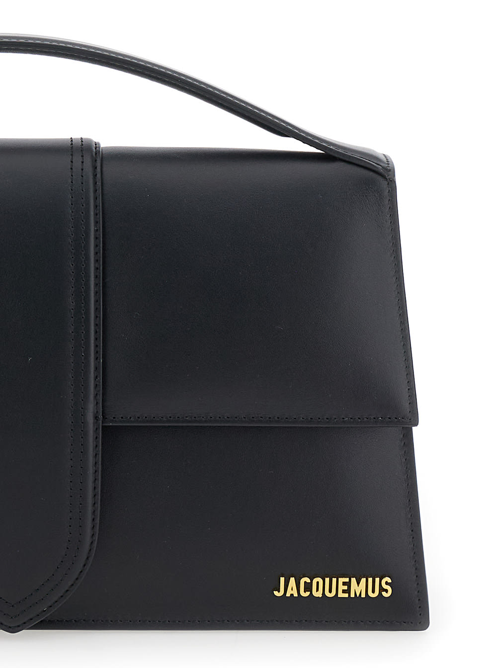 Shop Jacquemus Le Bambinou Black Handbag With Logo Lettering In Leather Woman