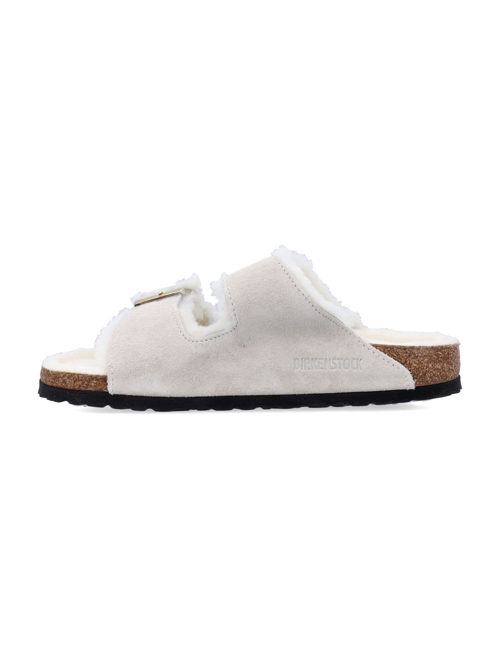 Birkenstock Arizona Shearling-lined Leather Sandals In Antiquewhite