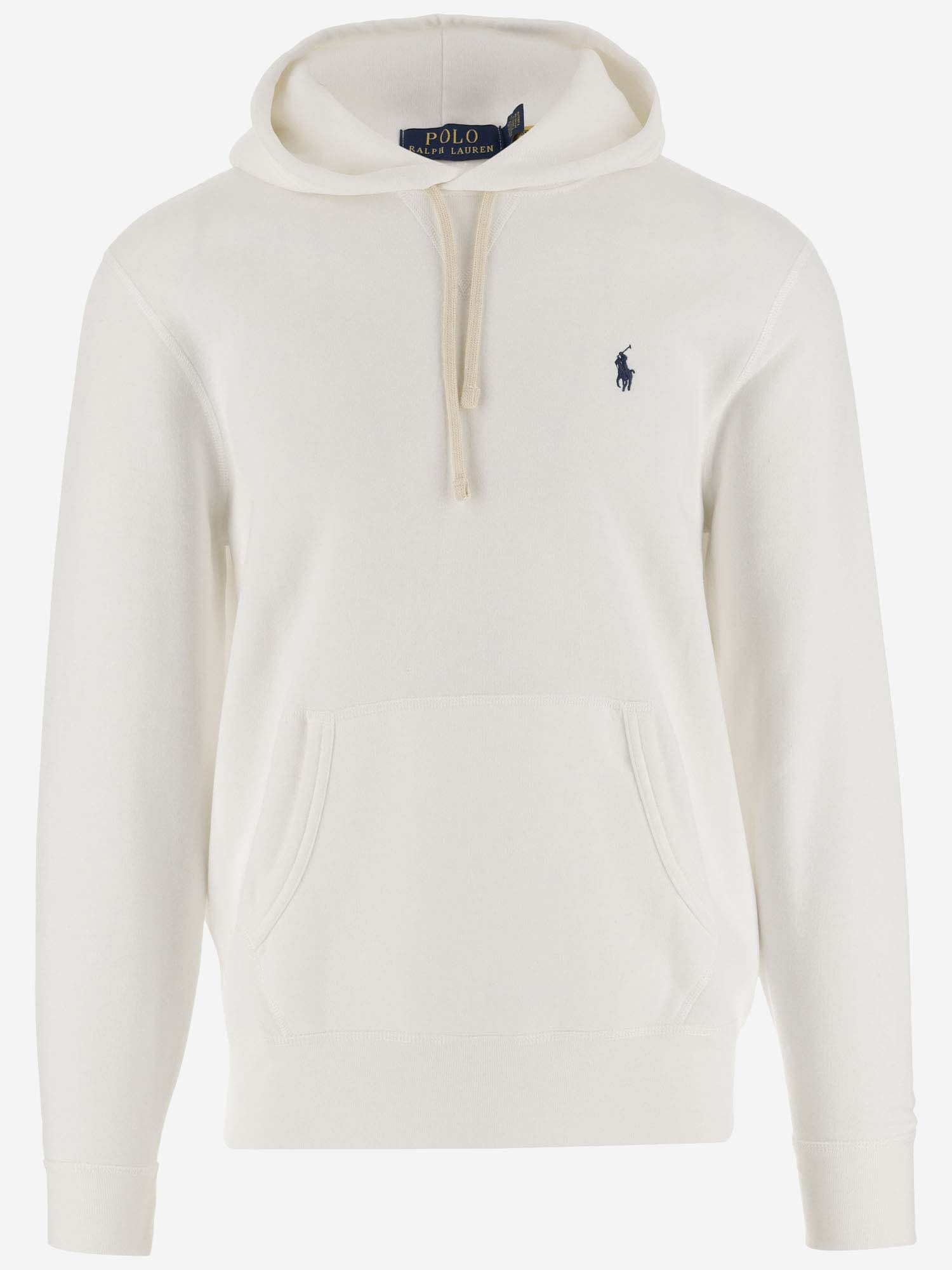 Shop Ralph Lauren Cotton Blend Hoodie With Logo In White/c7996