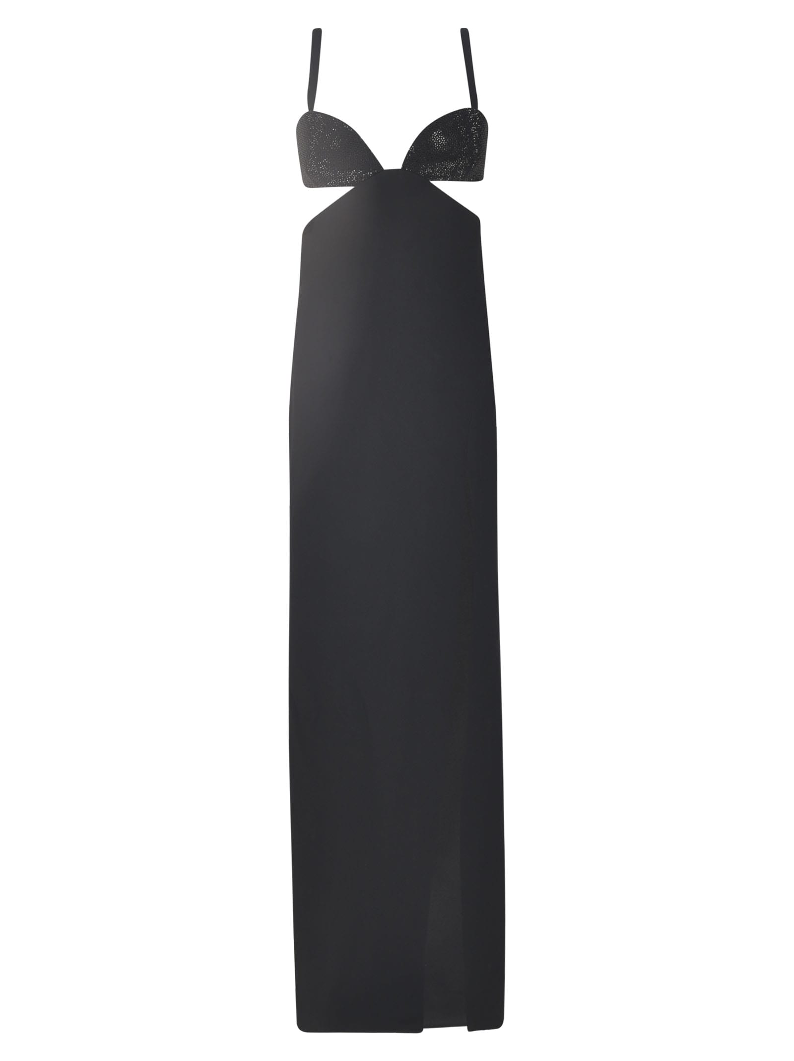 Elie Saab Embellished Crepe Long Dress In Black