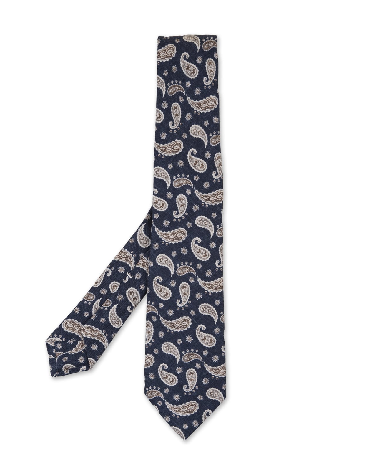 Navy Blue Silk Tie With Paisley Pattern