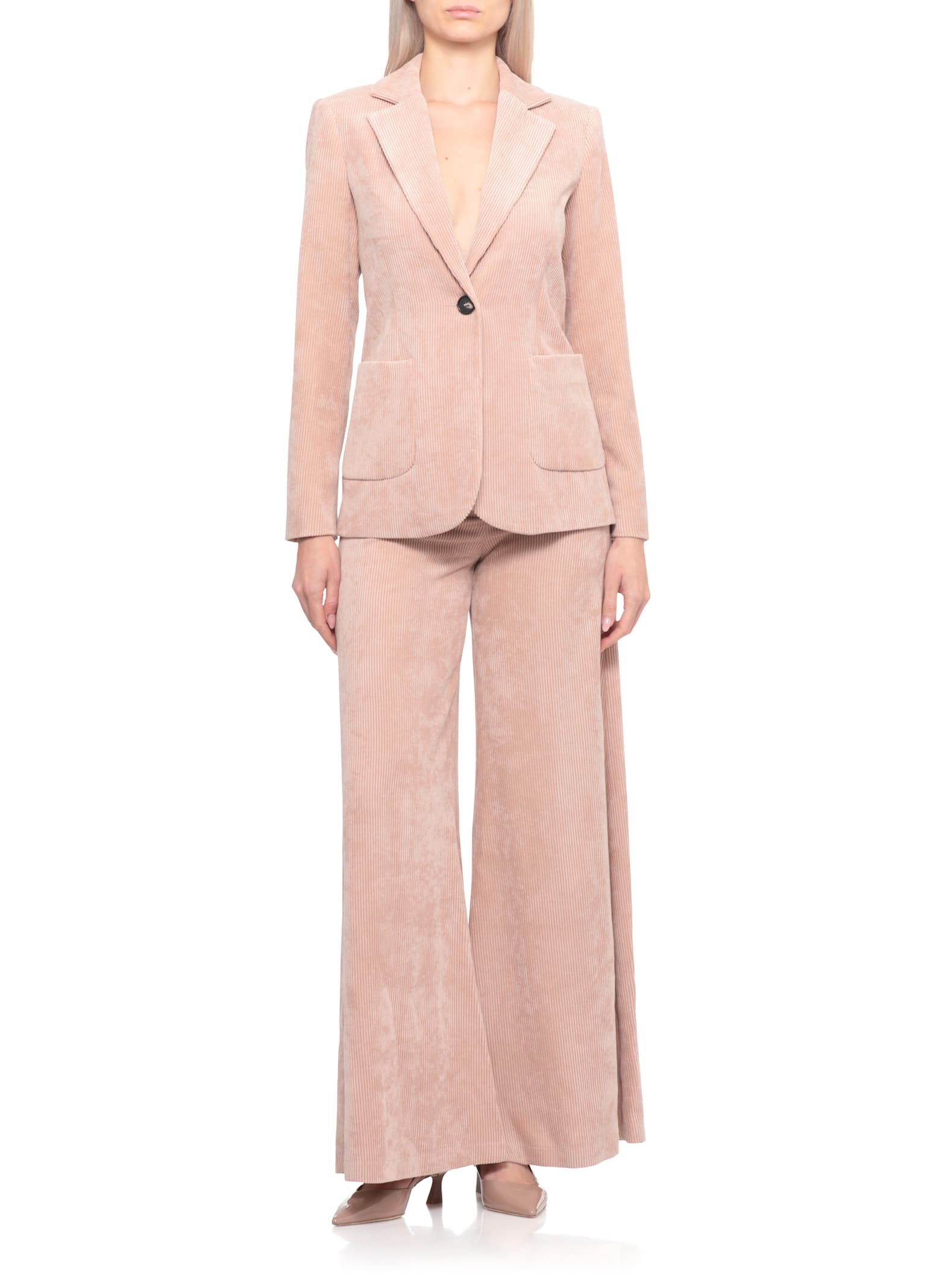 D Exterior Corduroy Blazer In Pink