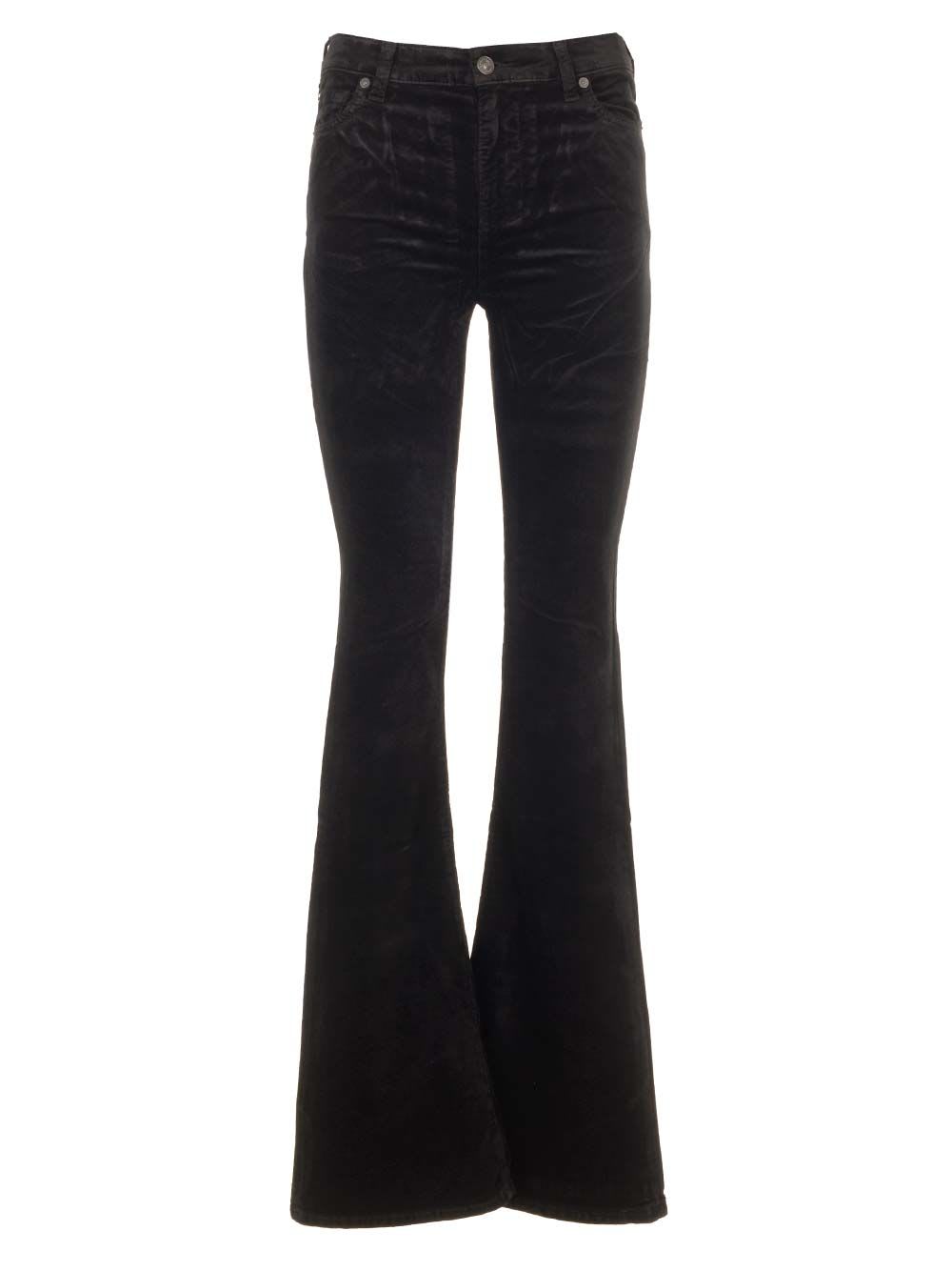 Shop 7 For All Mankind Velvet Flared Jeans In Black