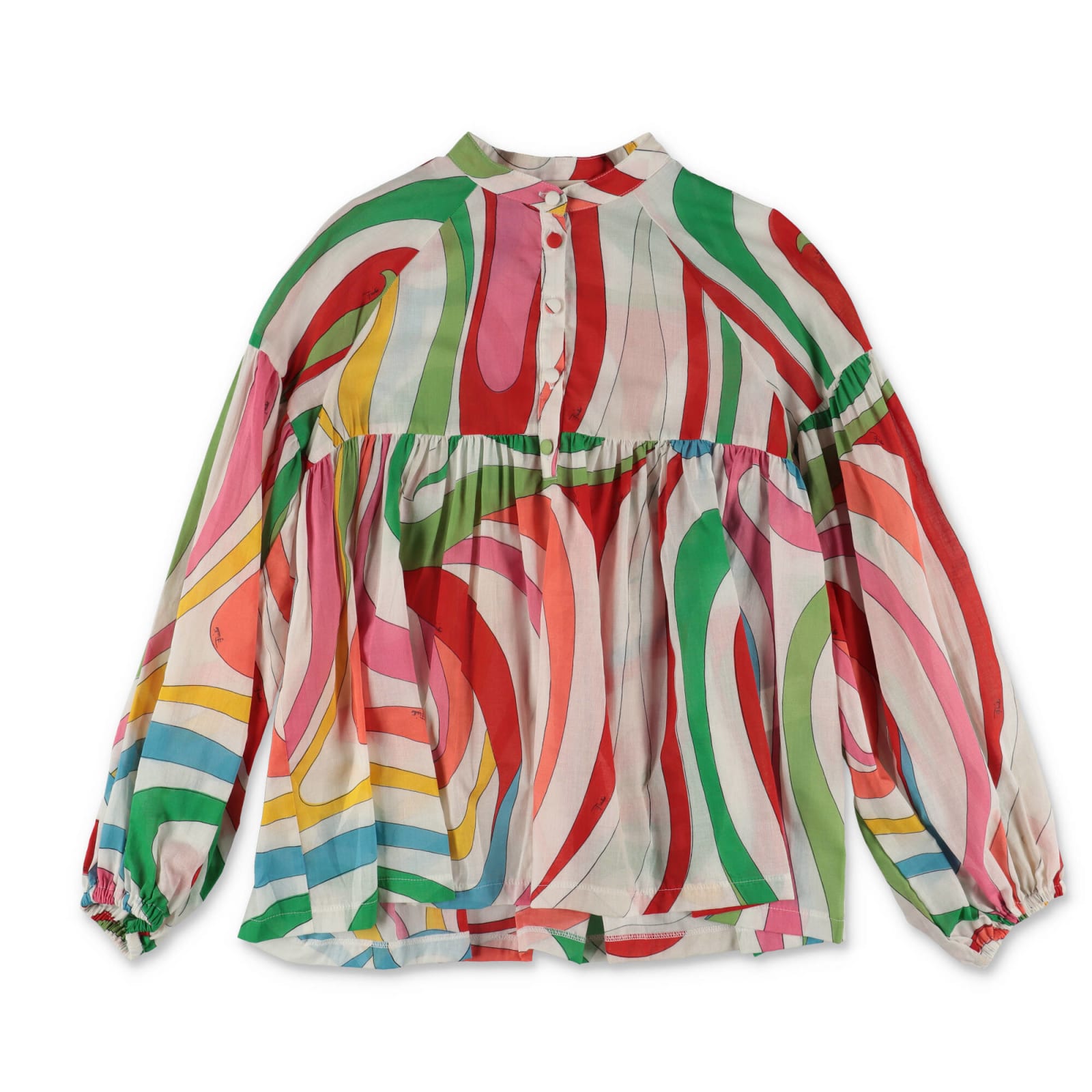 Emilio Pucci Kids'  Camicia Stampa Astratta In Cotone Bambina In Bianco