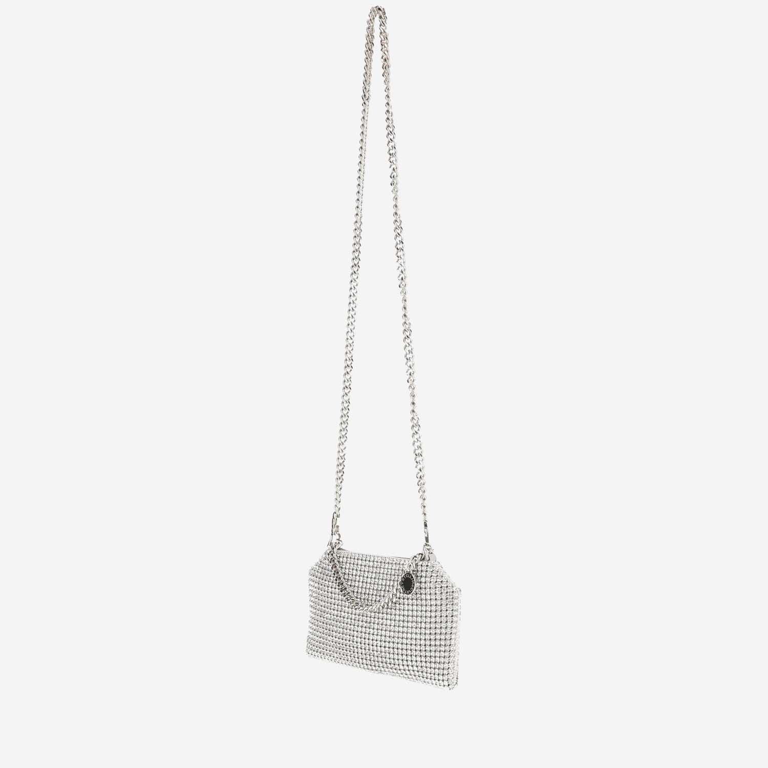 Shop Stella Mccartney Falabella Shoulder Bag With Crystals In Silver