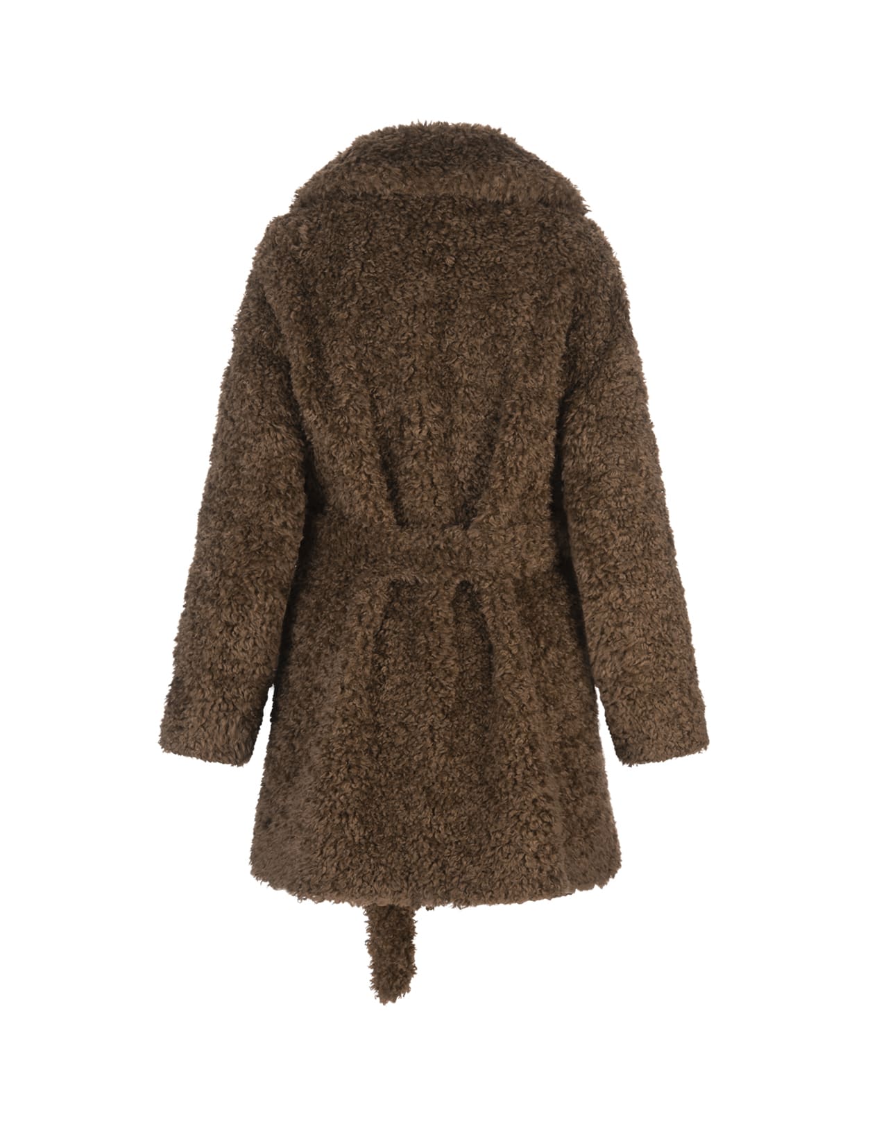 Shop P.a.r.o.s.h Perform Midi Coat In Brown Faux Fur In Tortora