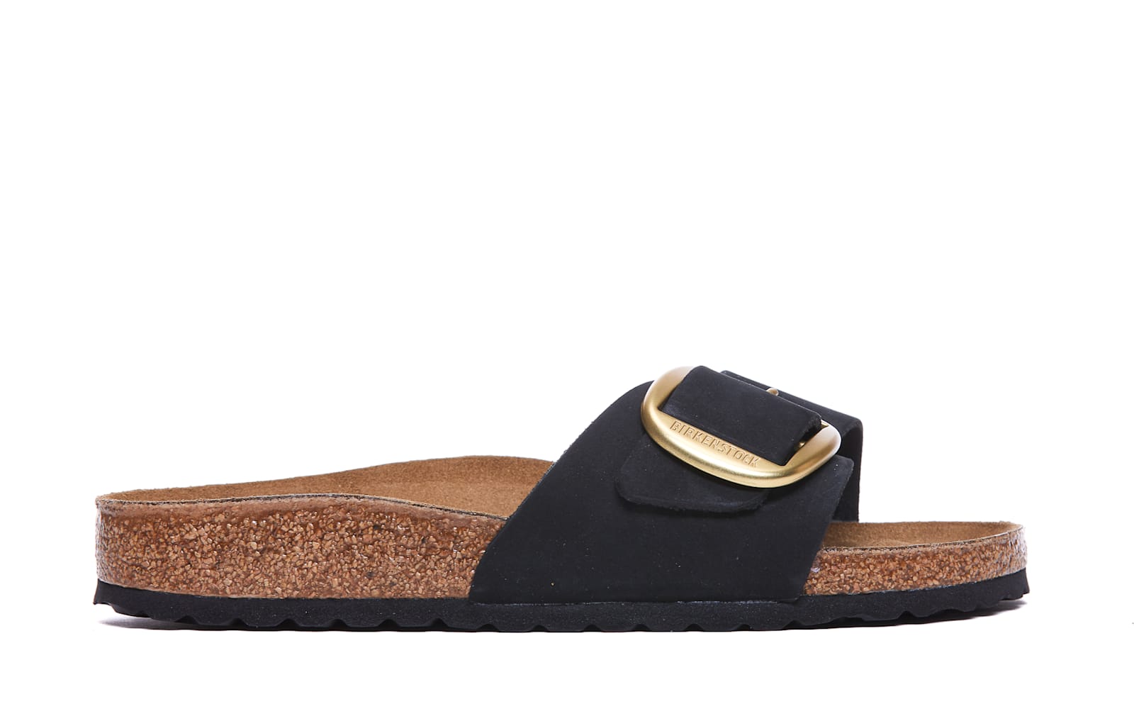 Birkenstock Madrid Big Buckle Nubuck Sandal In Black