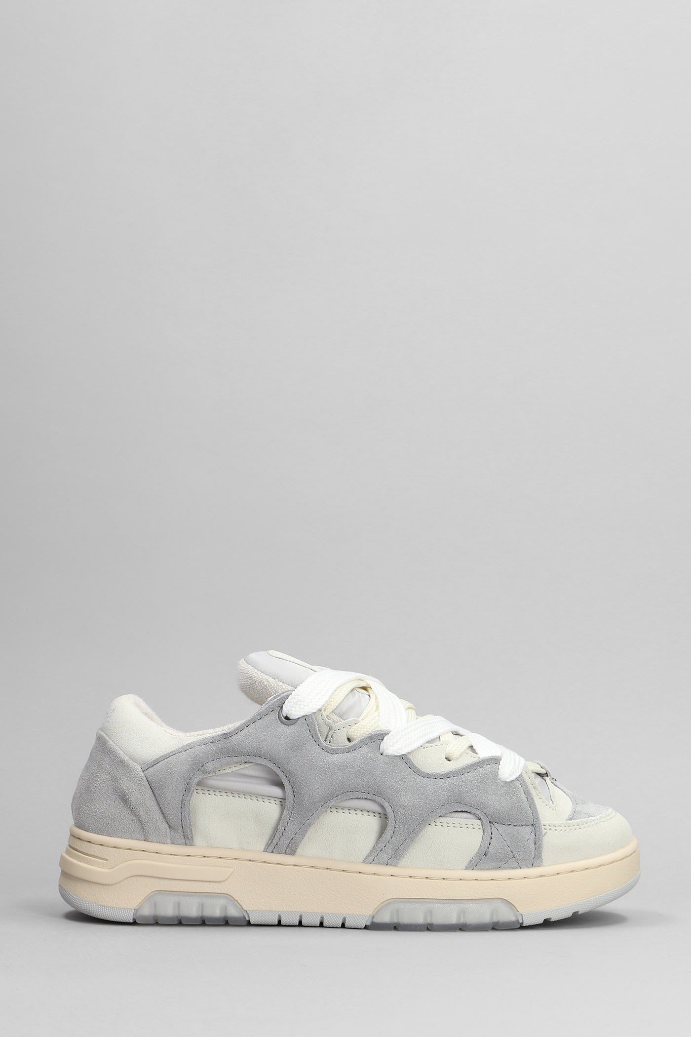 Shop Paura Santha 1 Sneakers In Grey Suede And Fabric