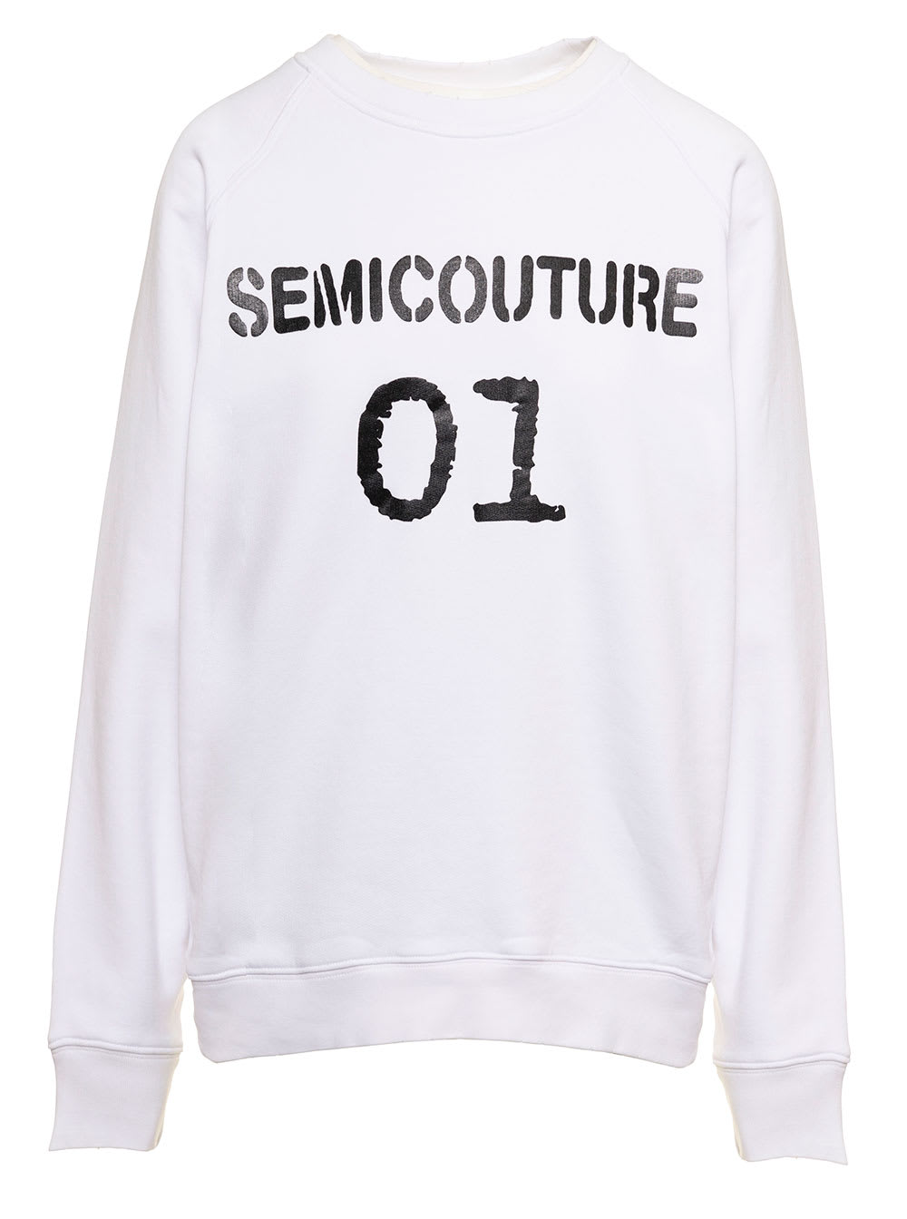 SEMICOUTURE White Cotton Woman Sweatshirt With Semocouture Logo Print