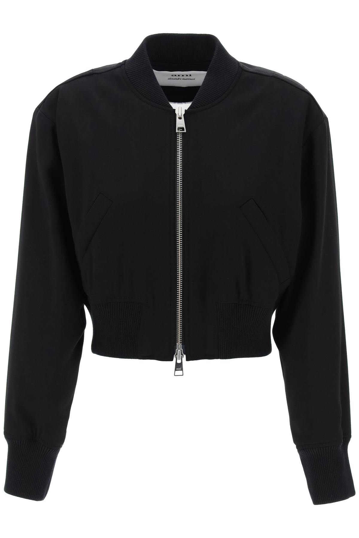 Shop Ami Alexandre Mattiussi Cropped Twill Bomber Jacket In Noir (black)