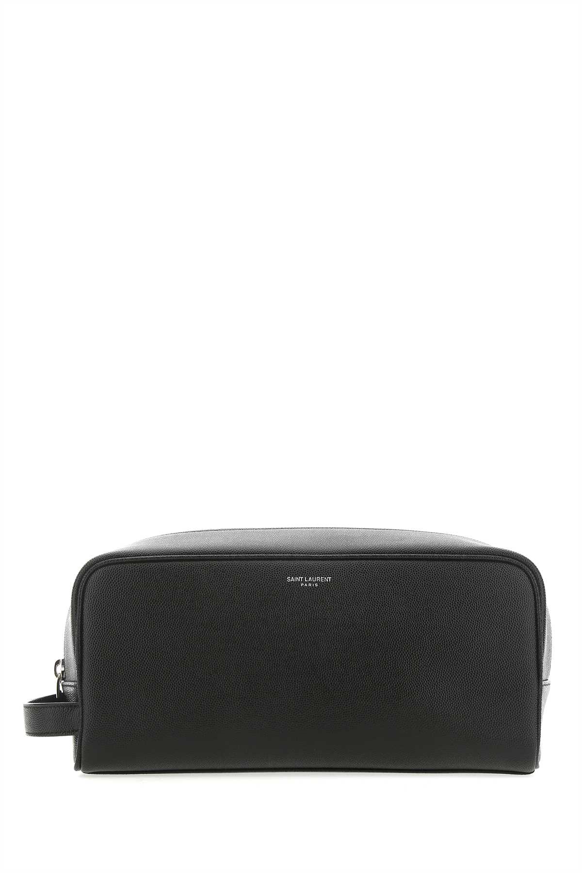 Shop Saint Laurent Black Leather Beauty Case In Nero