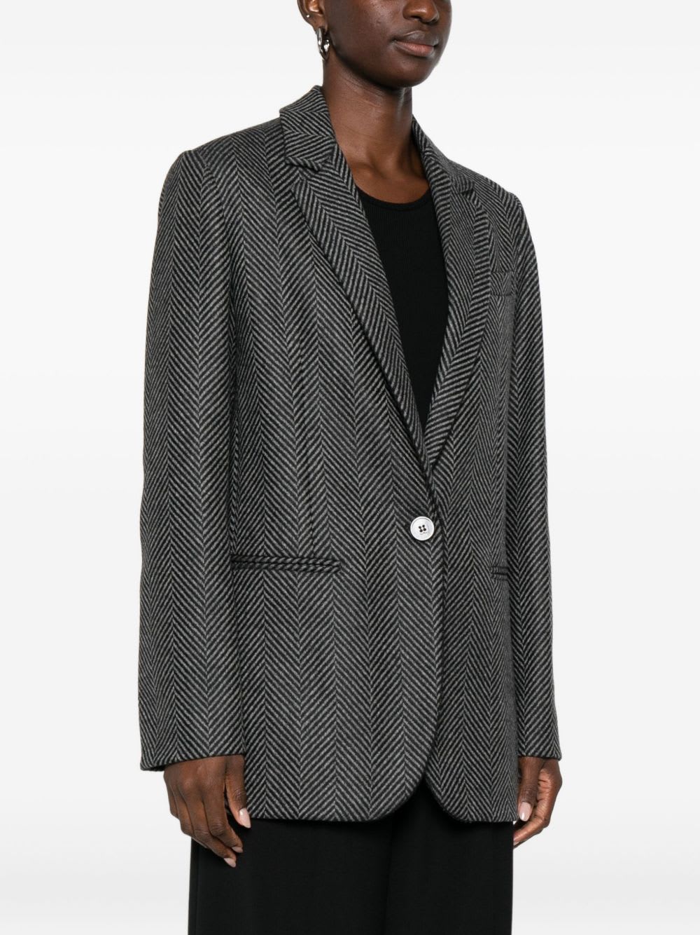 Forte Forte Herringbone Pattern Blazer Front Pockets In Animal Print