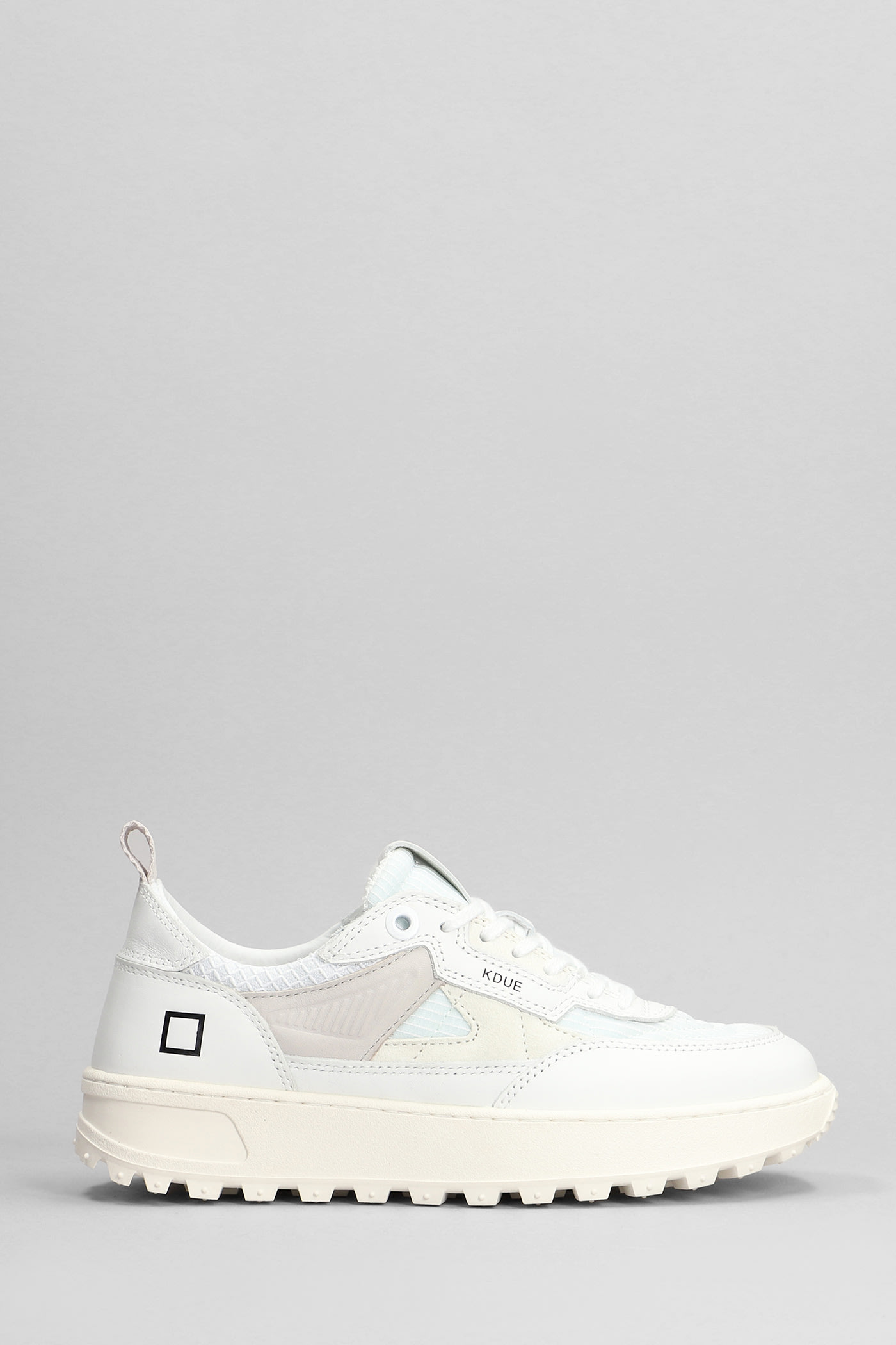 D. A.T. E. Kdue Sneakers In White Leather And Fabric