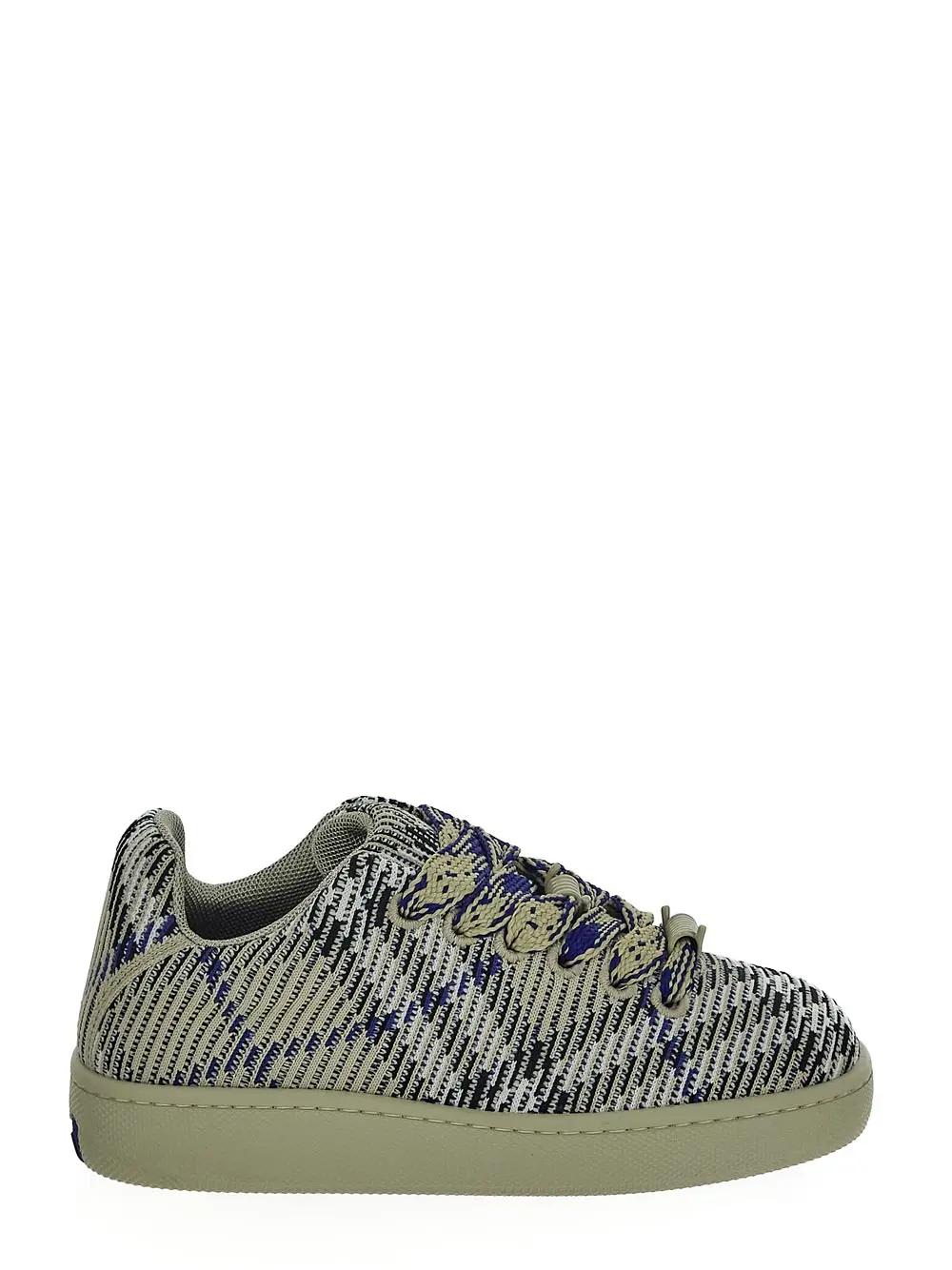 Shop Burberry Check Knit Box Sneakers In Lichen Ip Check