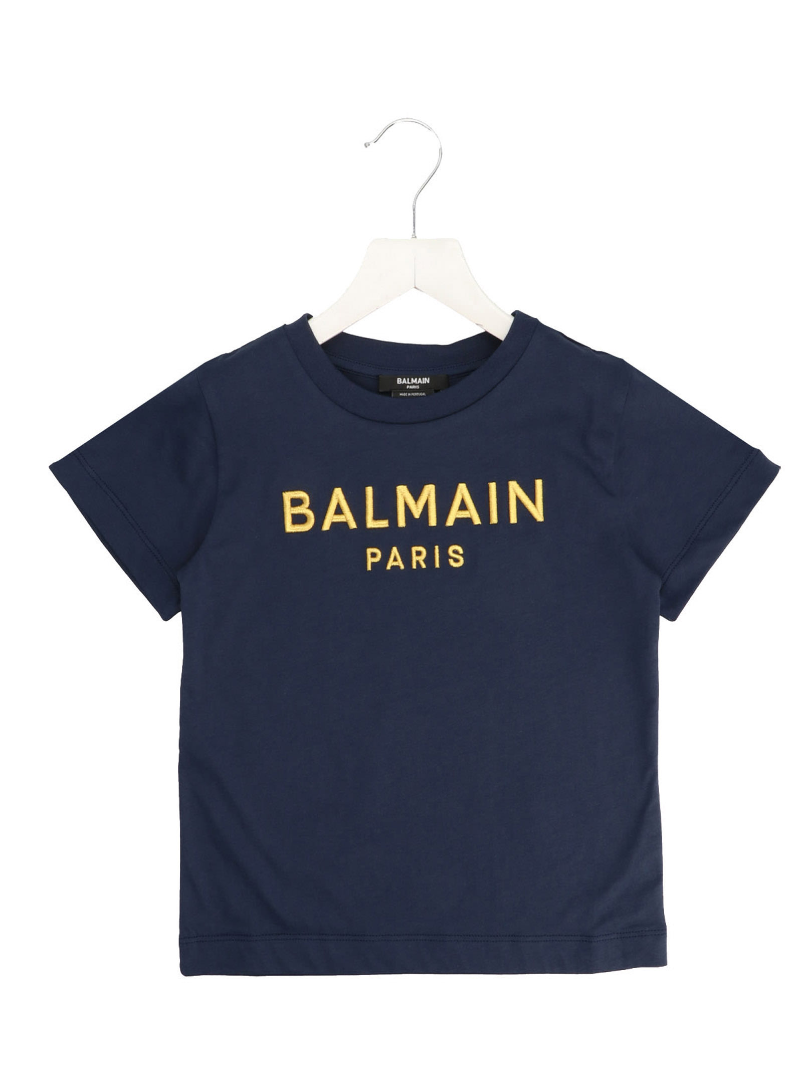 Balmain Logo-embroidery T-shirt In Blue
