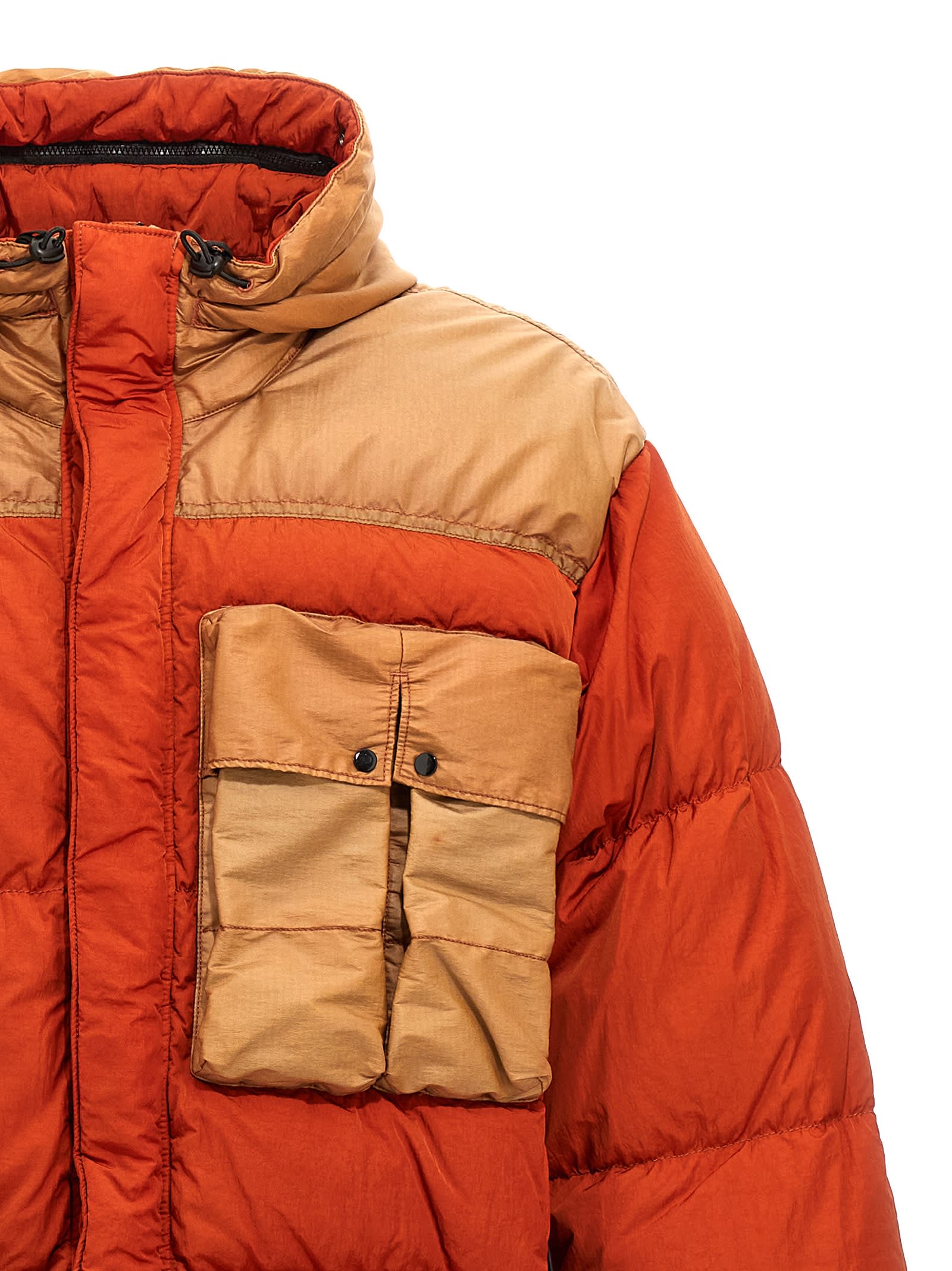 Shop C.p. Company Eco Chrome-r Mixed Goggle Down Jacket In Orange