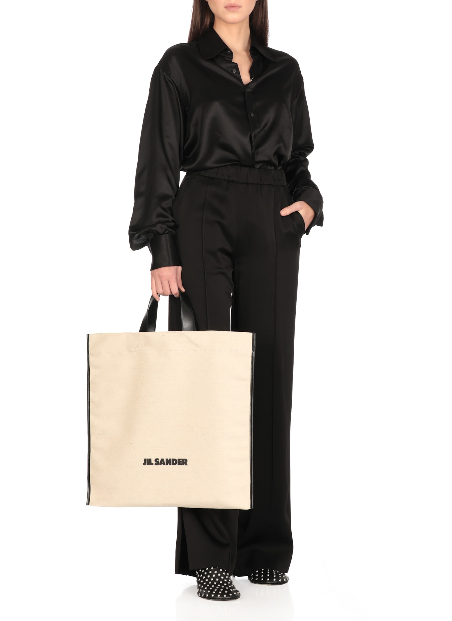 トートバッグ JiL SANDER 'Border Book Tote Square' shopping bag Jil Sander 'Border Book Tote Square' Shopping Bag