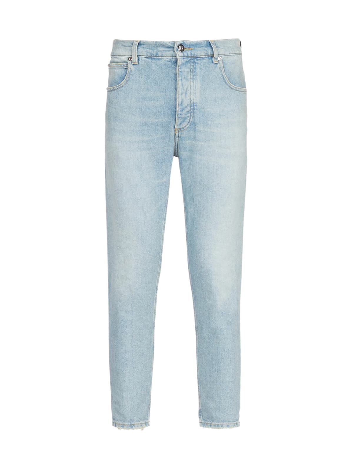 Balmain Cropped Tapered Embossed Jeans