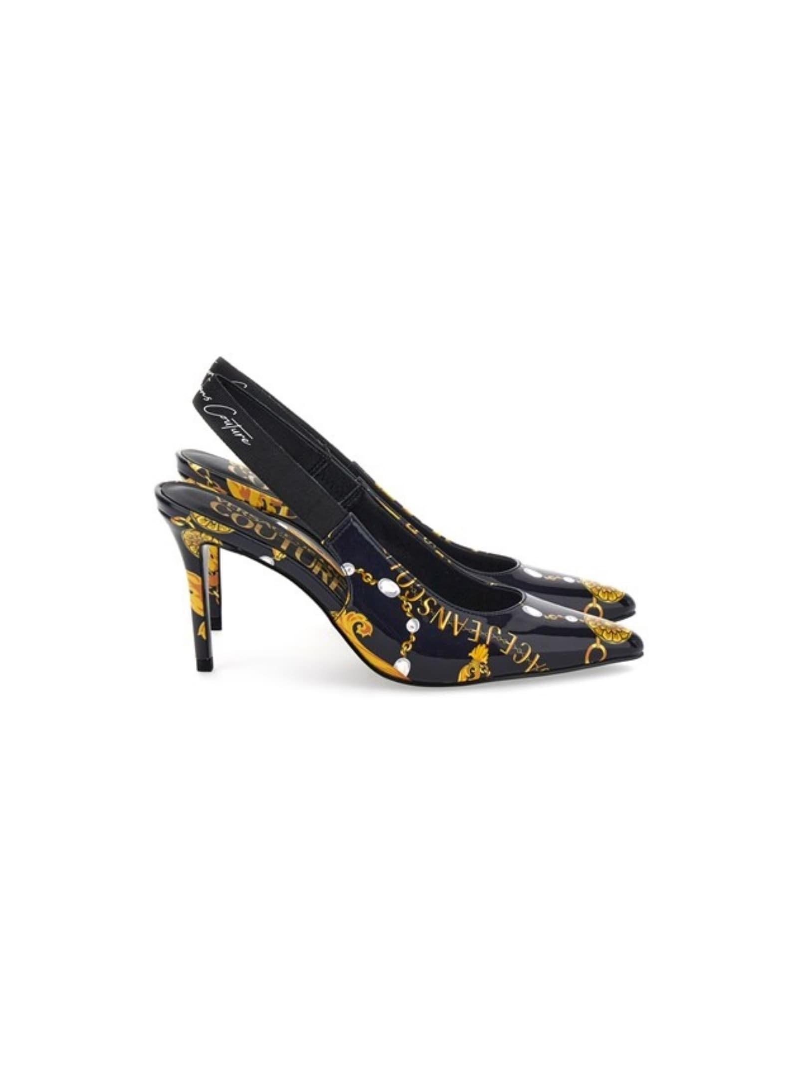 Shop Versace Jeans Couture Decolleté In Black And Gold