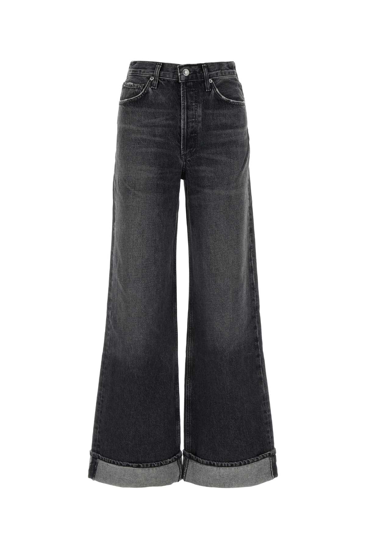 Dark Grey Denim Dame Wide-leg Jeans