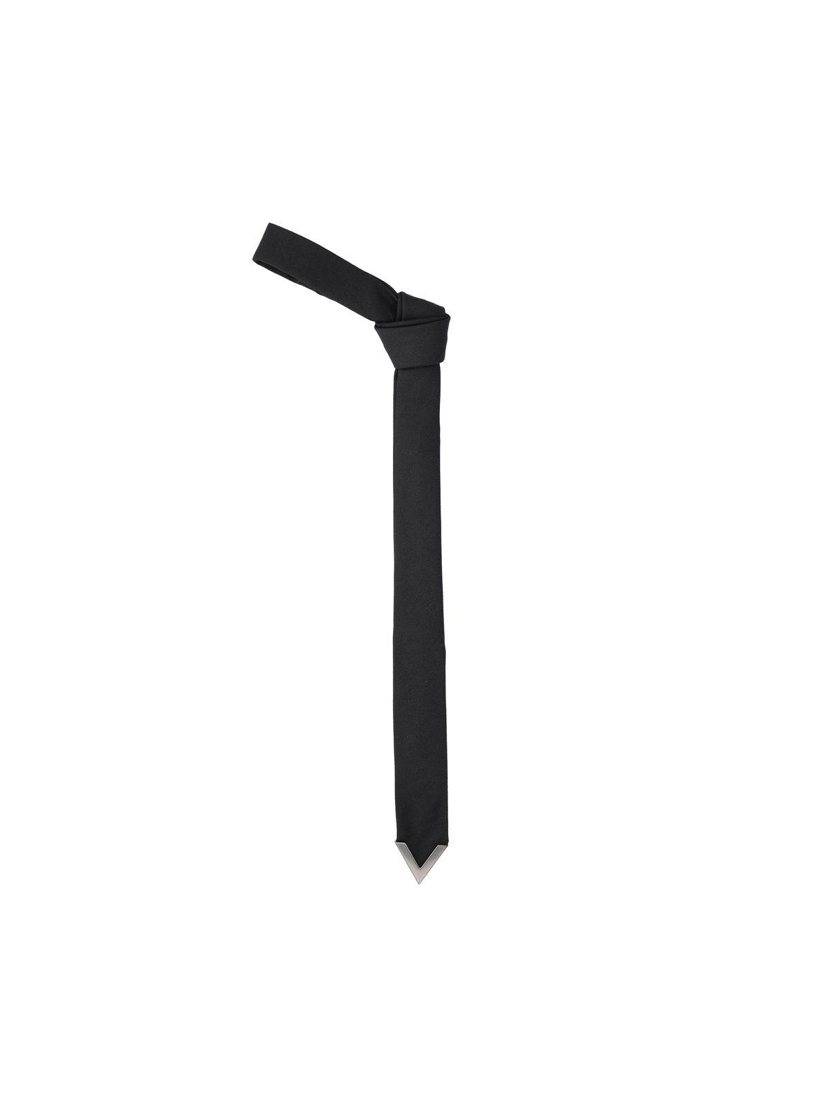 Shop Valentino Logo Plaque Tie In Nero Rutenio