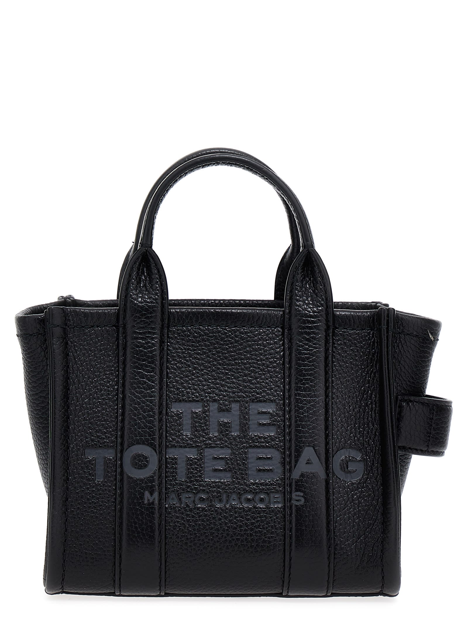 Shop Marc Jacobs Shopping The Leather Micro Tote In Black