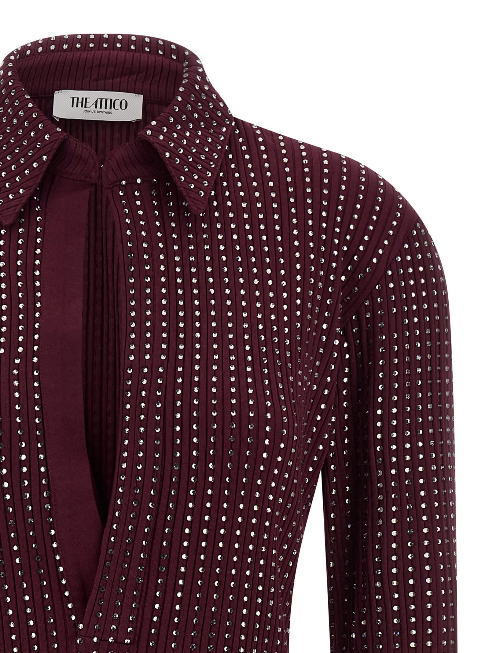 Attico Rhinestone Dress Dresses Bordeaux In Multi