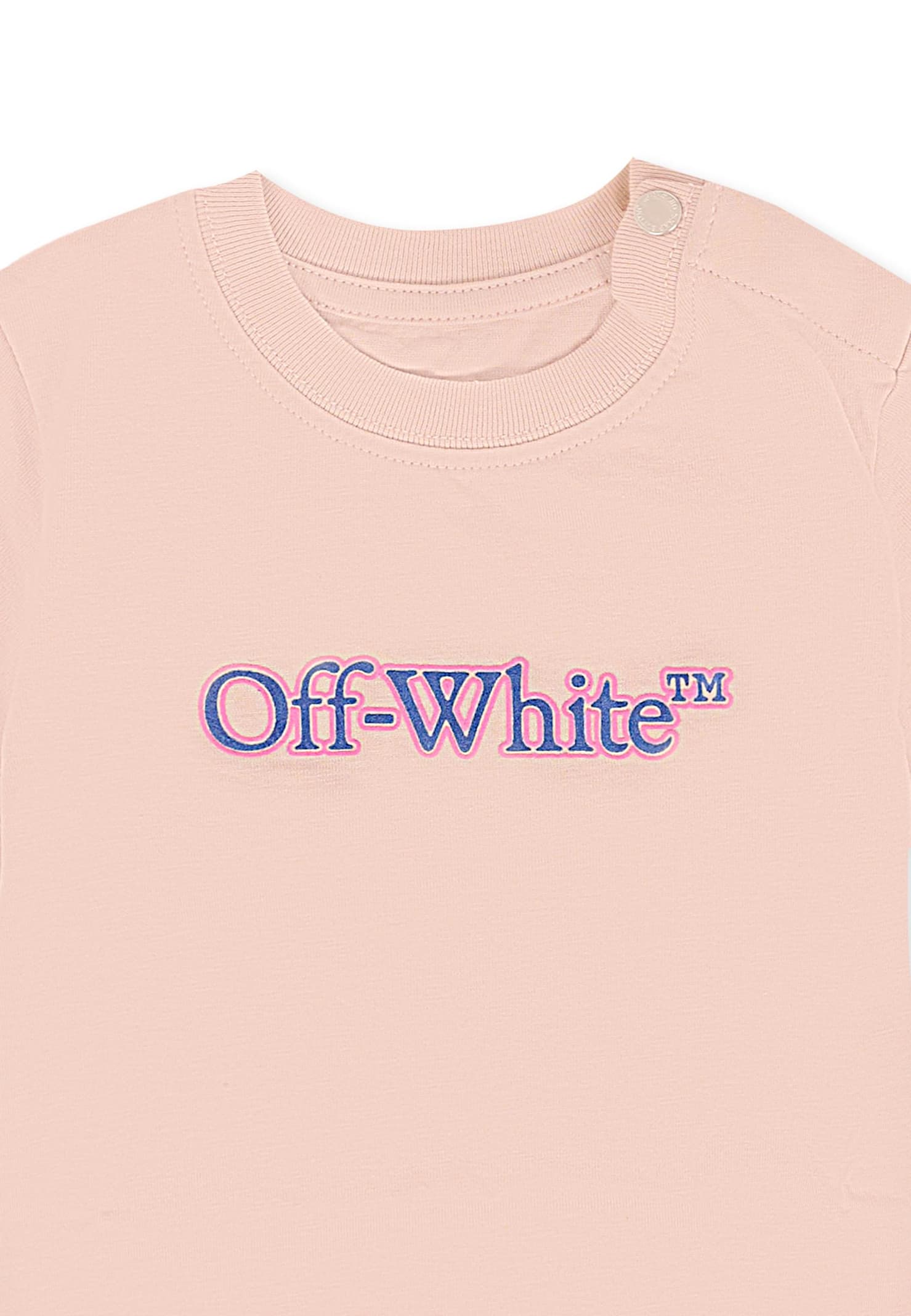 Off-white Pink T-shirt For Baby Girl With Logo In Pink