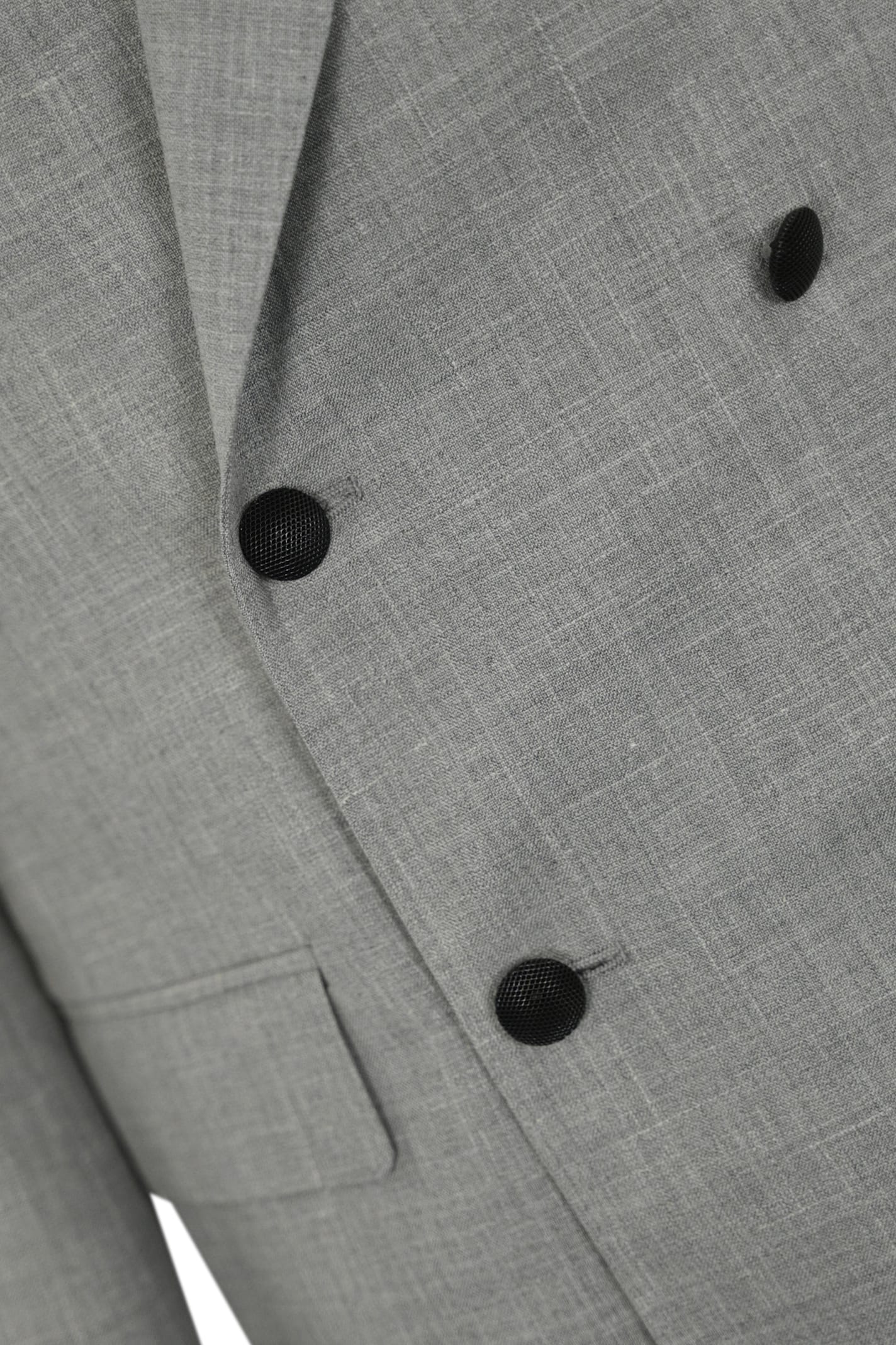 Lardini Double-breasted Jacket In Wool Silk And Linen In Gray