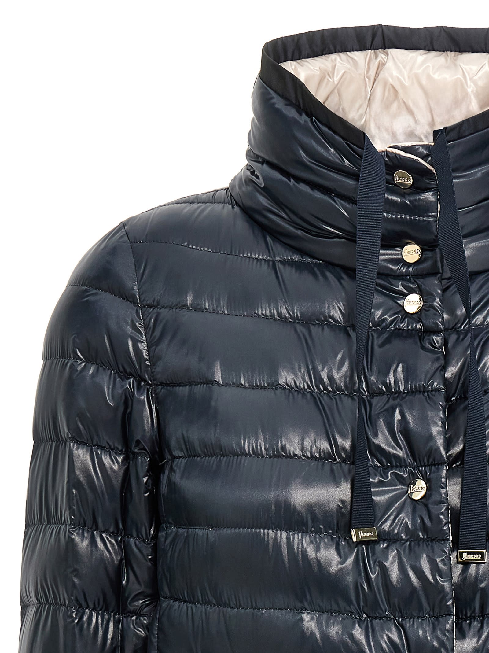 Herno Funnel Neck Reversible Puffer Jacket In Multicolor