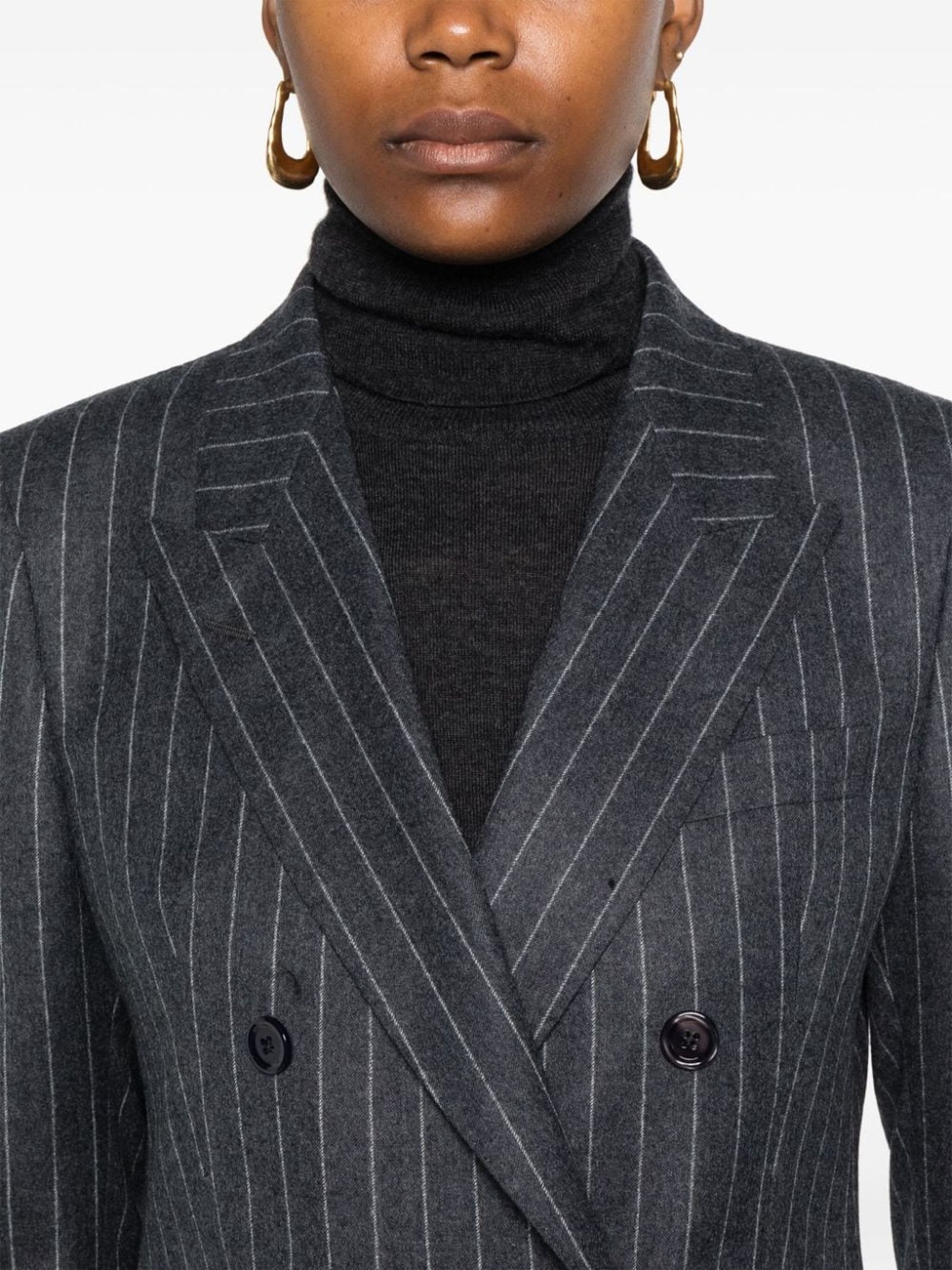 Shop Tagliatore Grey Virgin Wool Pinstriped Suit