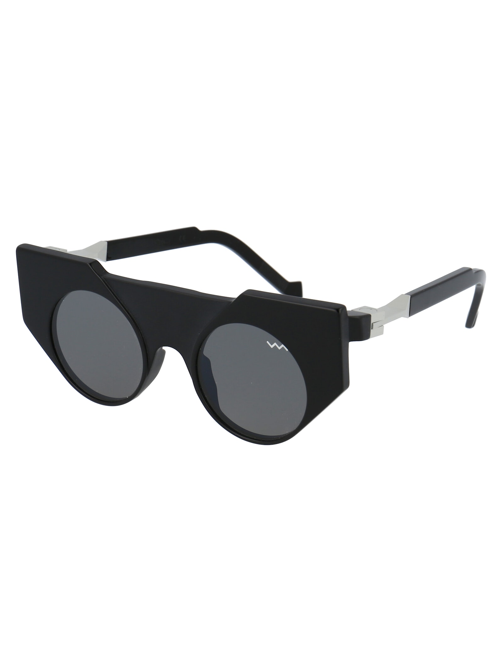 Shop Vava Bl0007 Sunglasses In Black Silver Hinges Black Lenses Euro