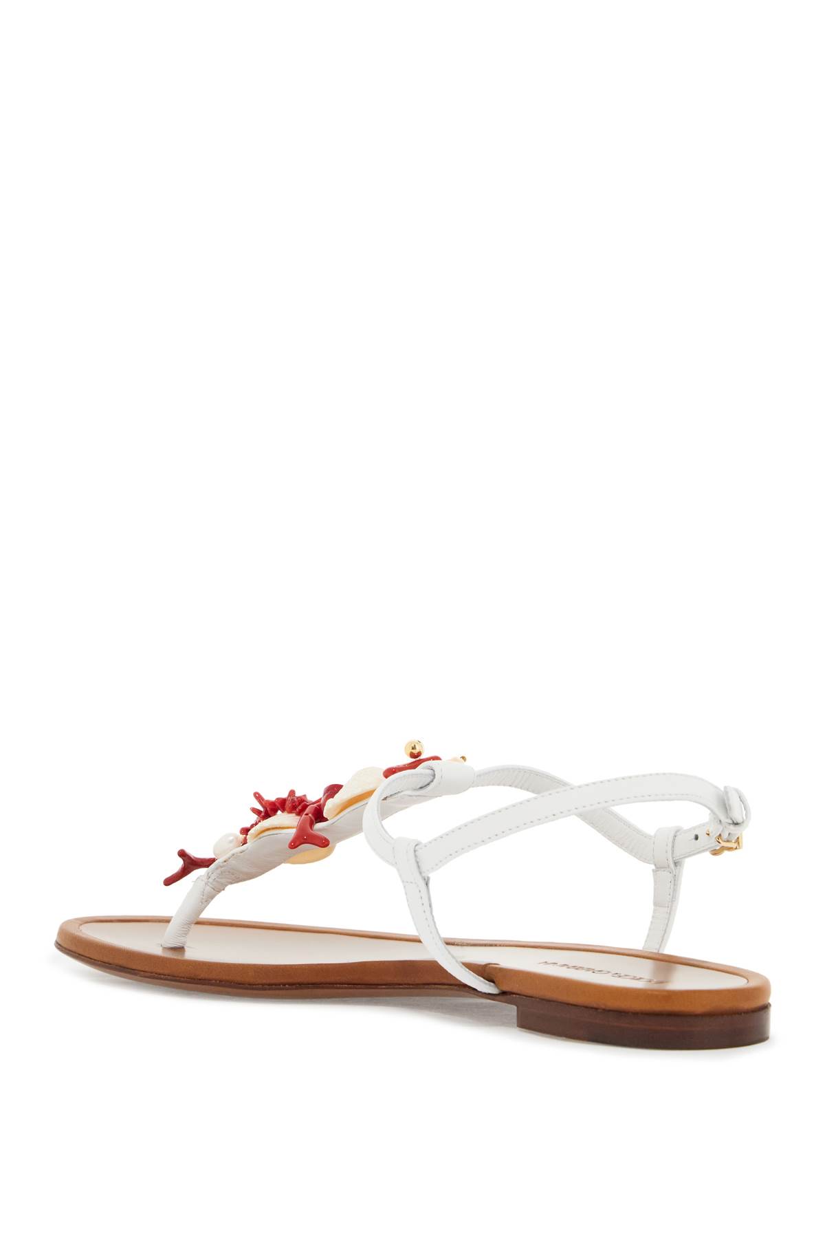 Shop Dolce & Gabbana Nappa Flip-flops With Coral In Bianco/multicolor (white)