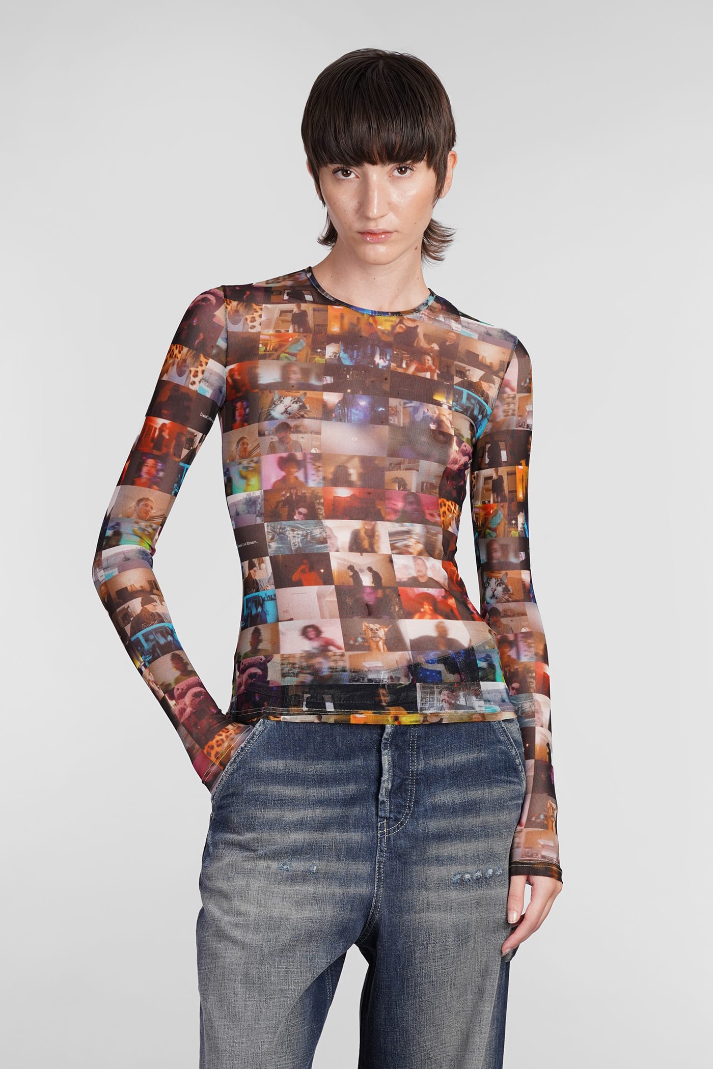 Shop Diesel T Lixy Topwear In Multicolor Polyamide