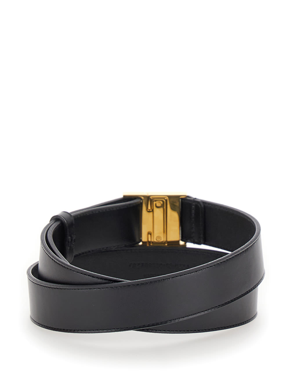 Saint Laurent Black Magnetic Belt In Leather Woman In Black