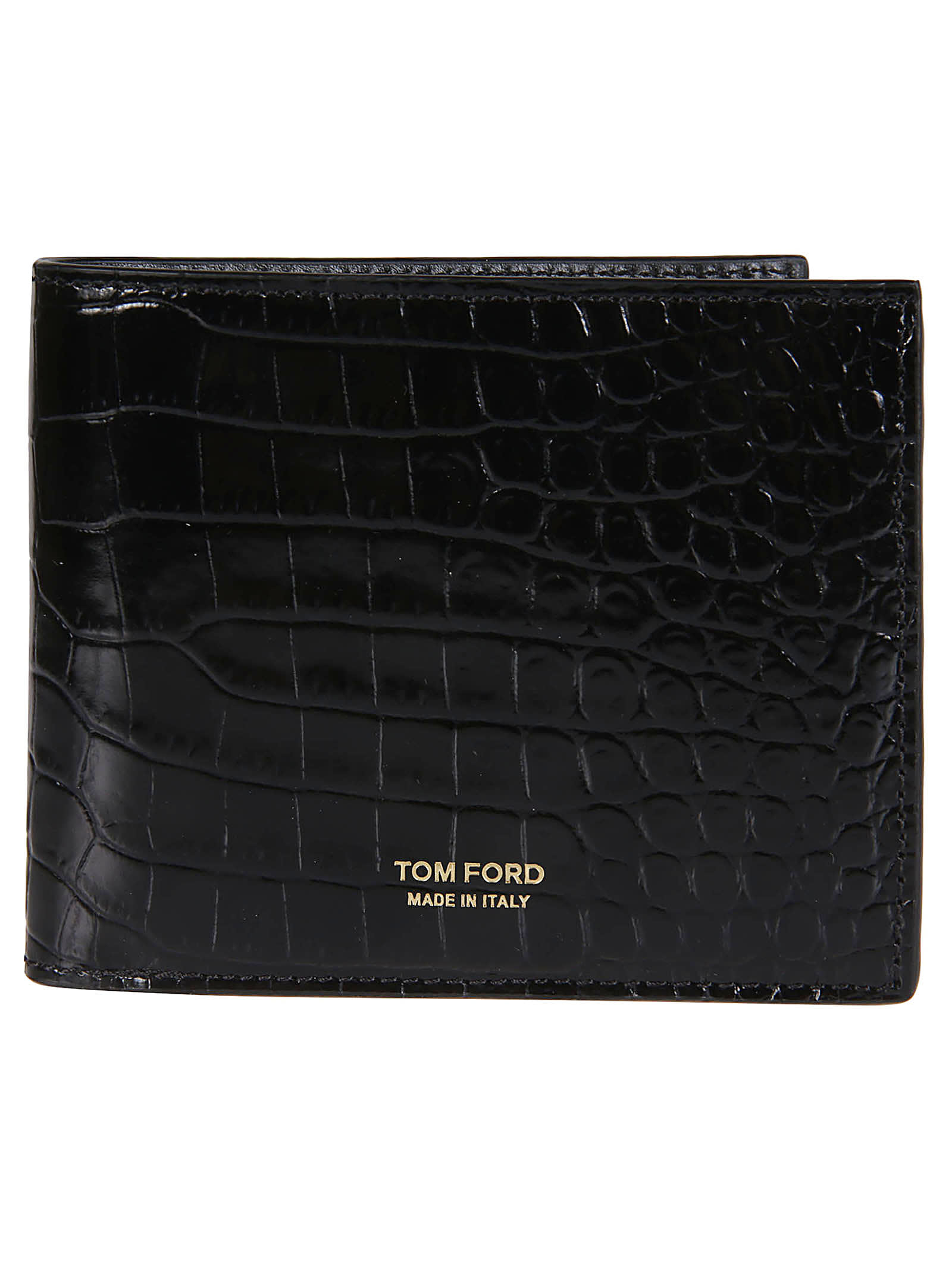 Shop Tom Ford Printed Alligator Bifold Wallet In Black