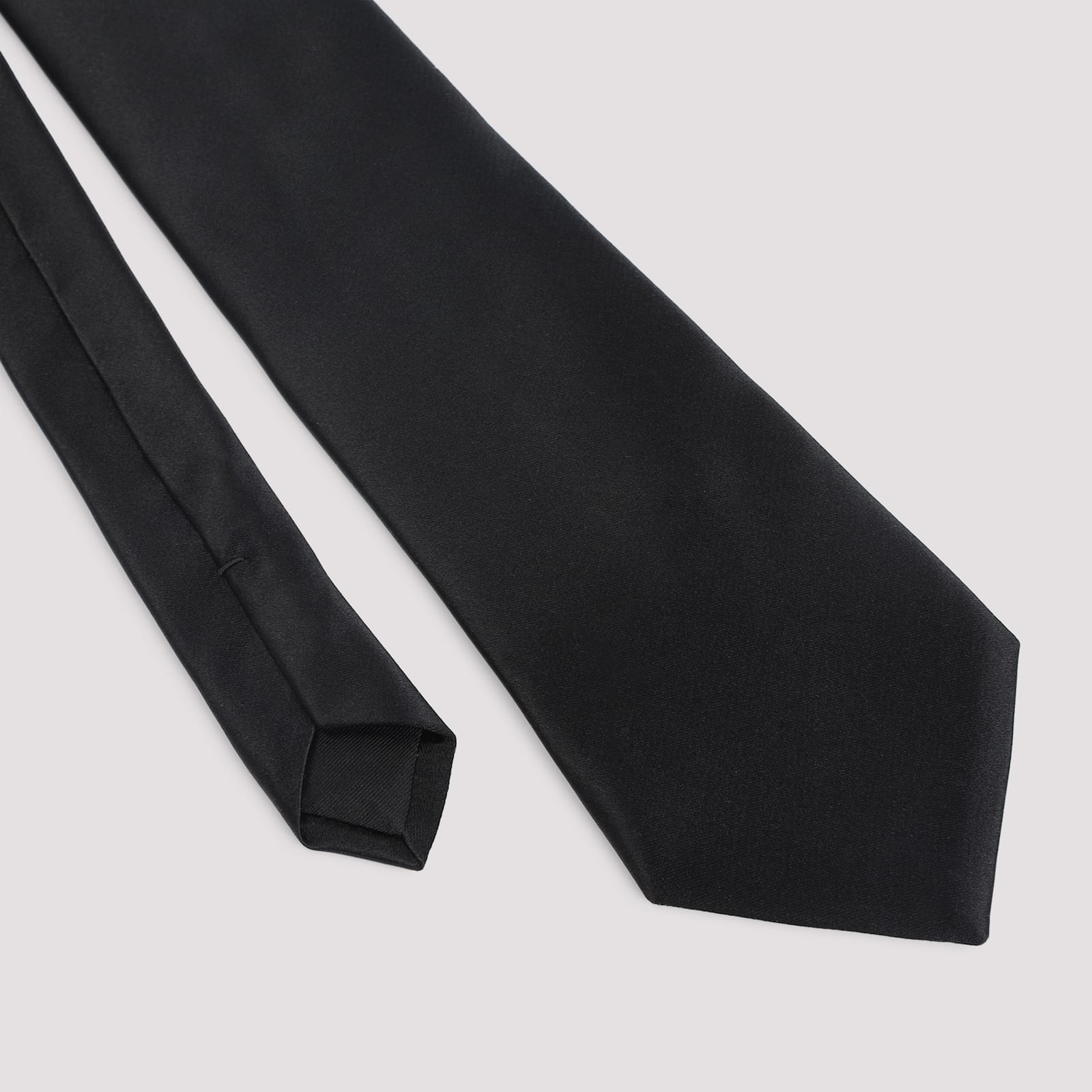 Saint Laurent Satin Tie Loop Back Silk Finish In Black