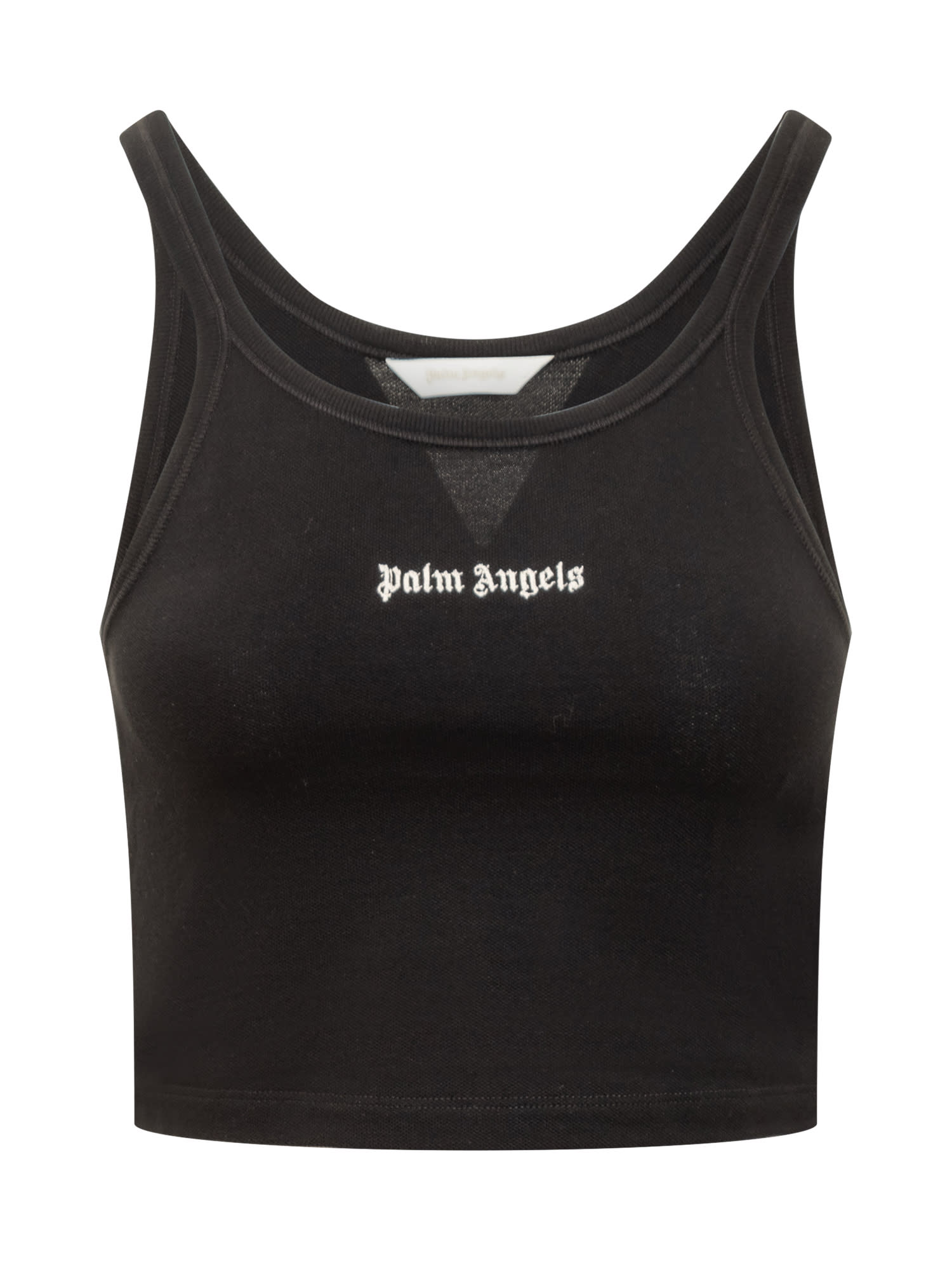 Shop Palm Angels Top With Logo In Black Off White