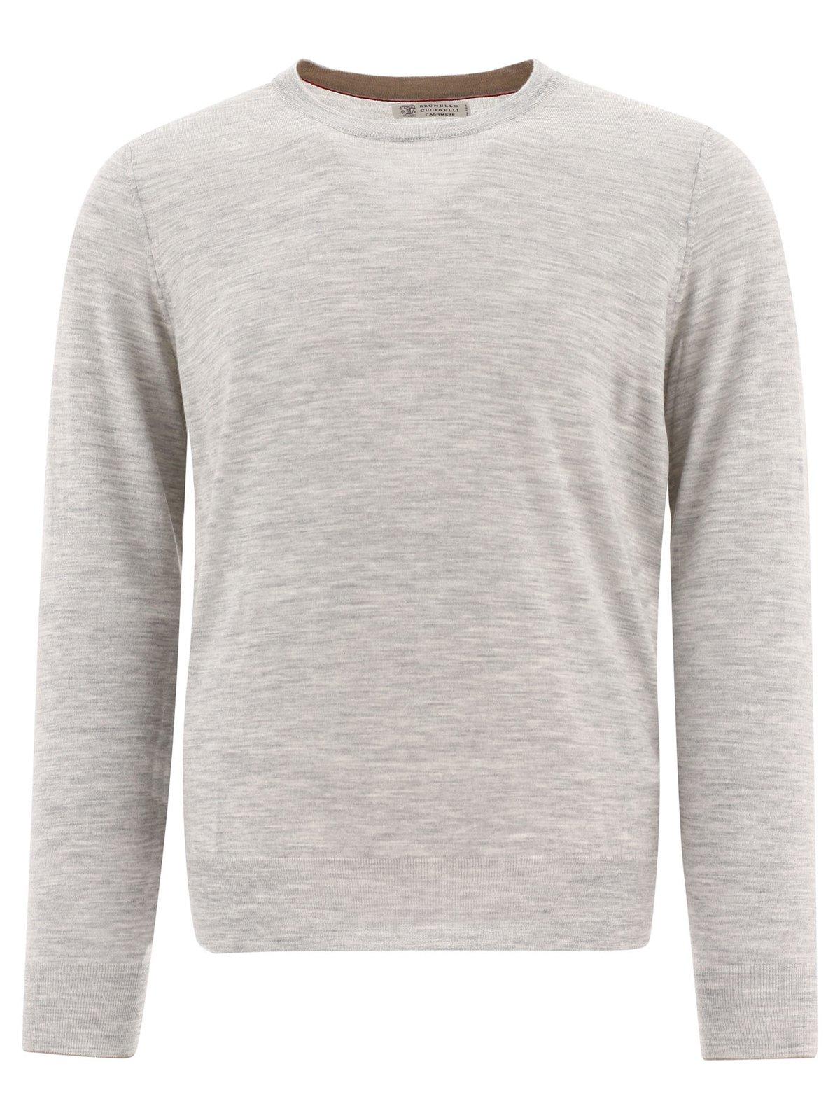 Brunello Cucinelli Cotton Sweater In Mist Grey