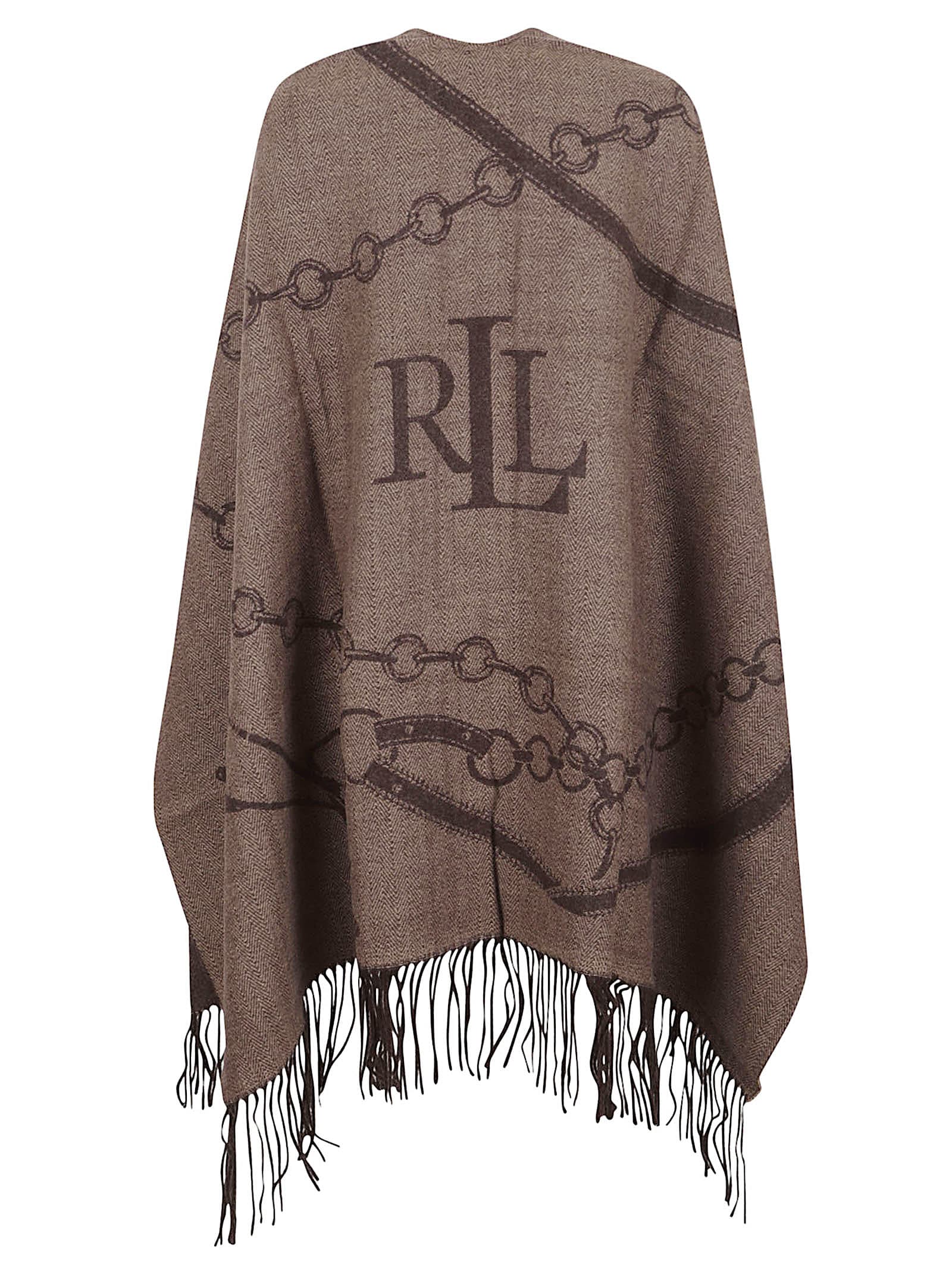 Ralph Lauren Chain-pattern Cape In Brown