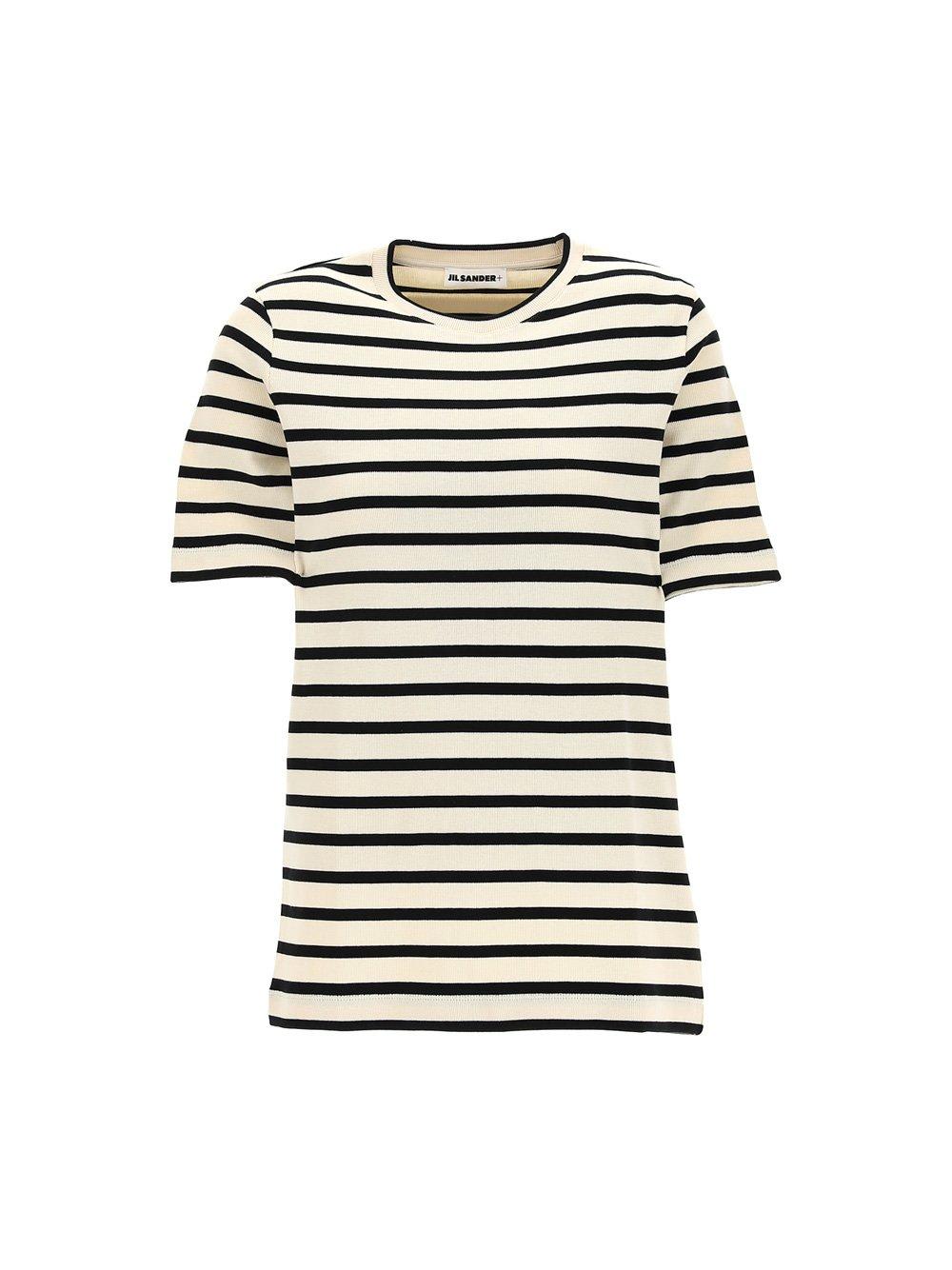 Shop Jil Sander Striped Crewneck T-shirt In White
